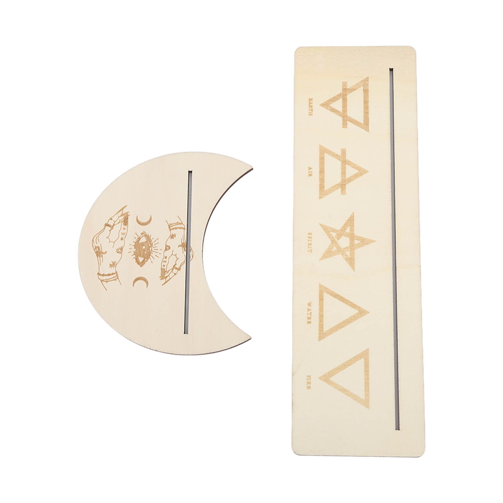 2 Pieces Wooden Tarot Card Stand Holder Stable Moon Shape and Rectangle Wooden view 4