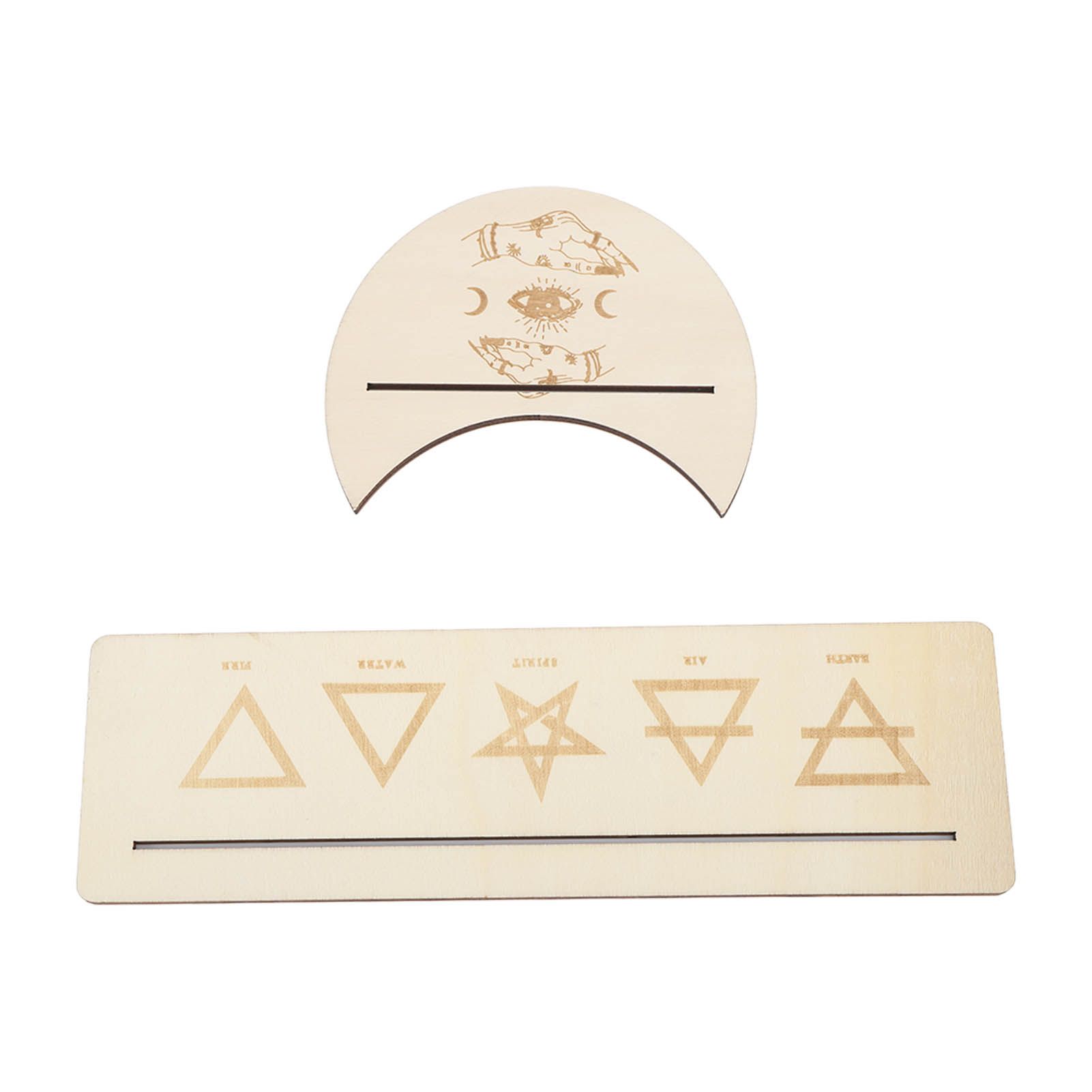2 Pieces Wooden Tarot Card Stand Holder Stable Moon Shape and Rectangle Wooden view 5