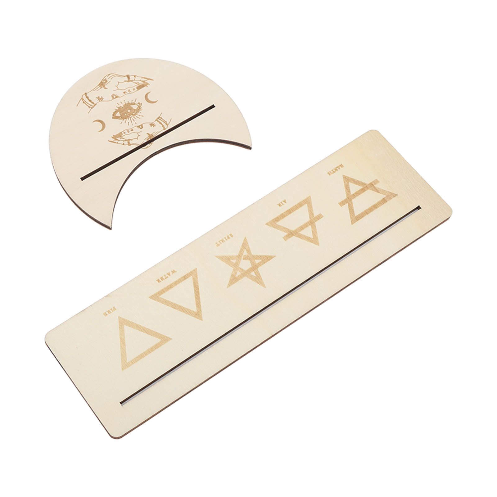 2 Pieces Wooden Tarot Card Stand Holder Stable Moon Shape and Rectangle Wooden view 6