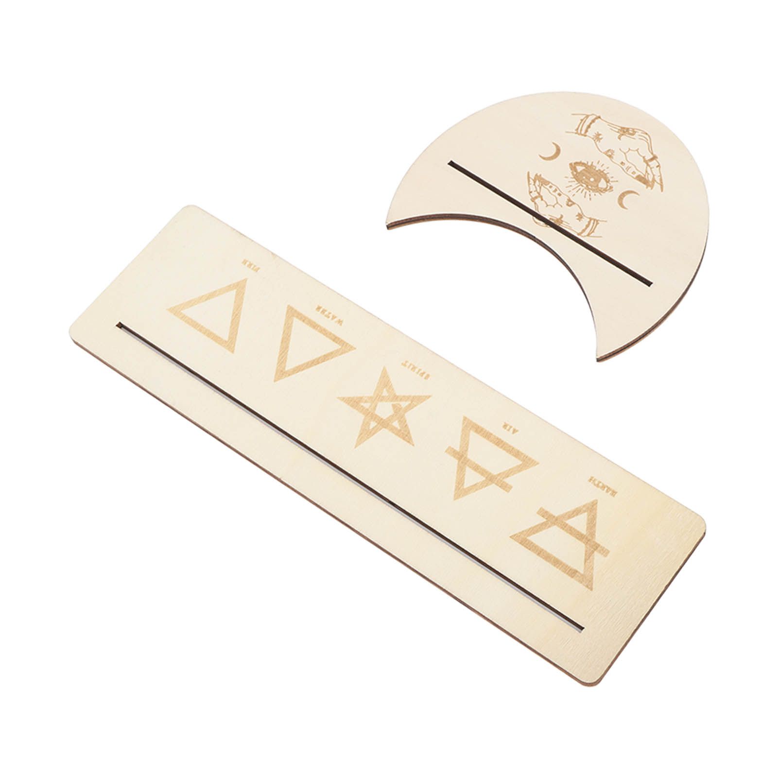 2 Pieces Wooden Tarot Card Stand Holder Stable Moon Shape and Rectangle Wooden view 7
