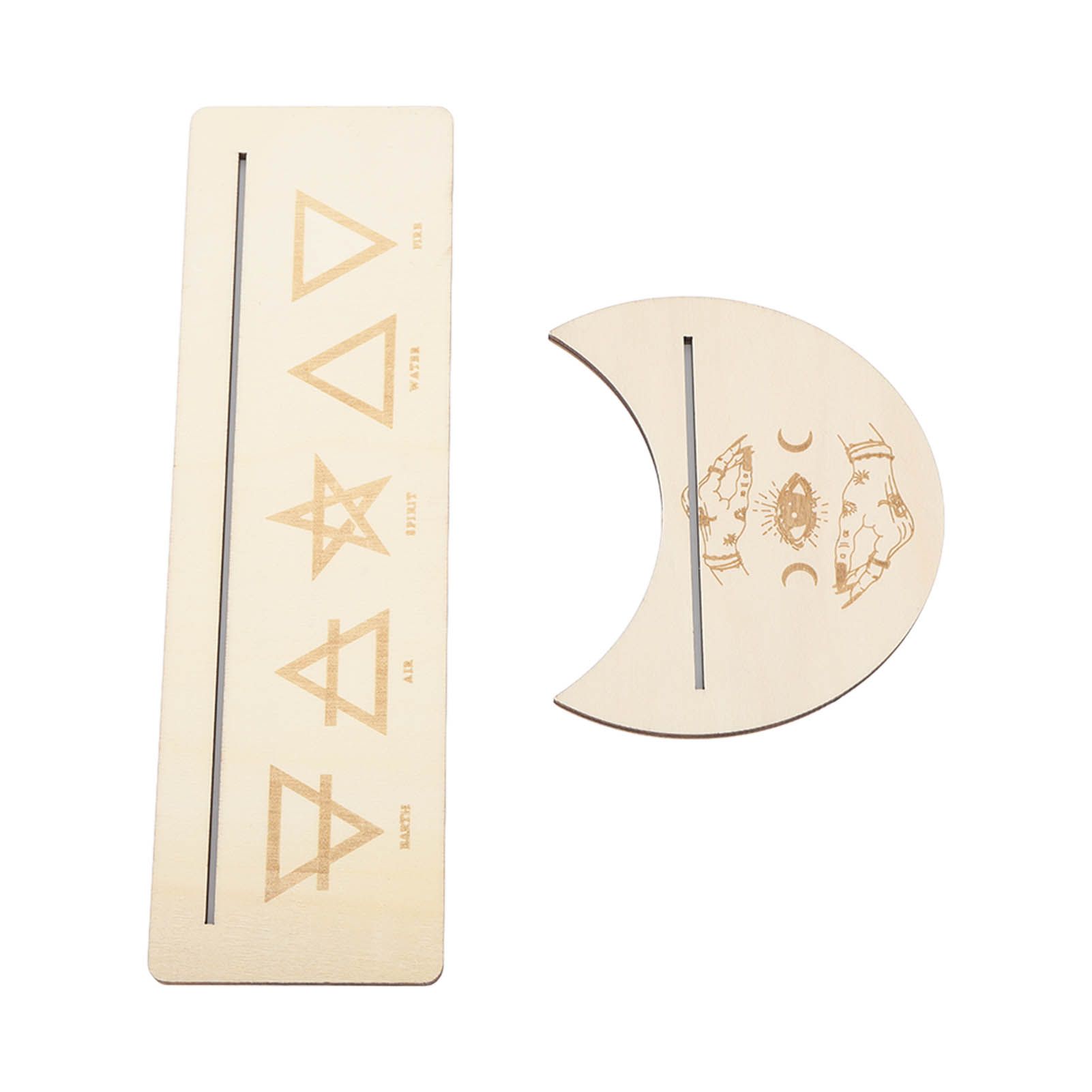 2 Pieces Wooden Tarot Card Stand Holder Stable Moon Shape and Rectangle Wooden view 8