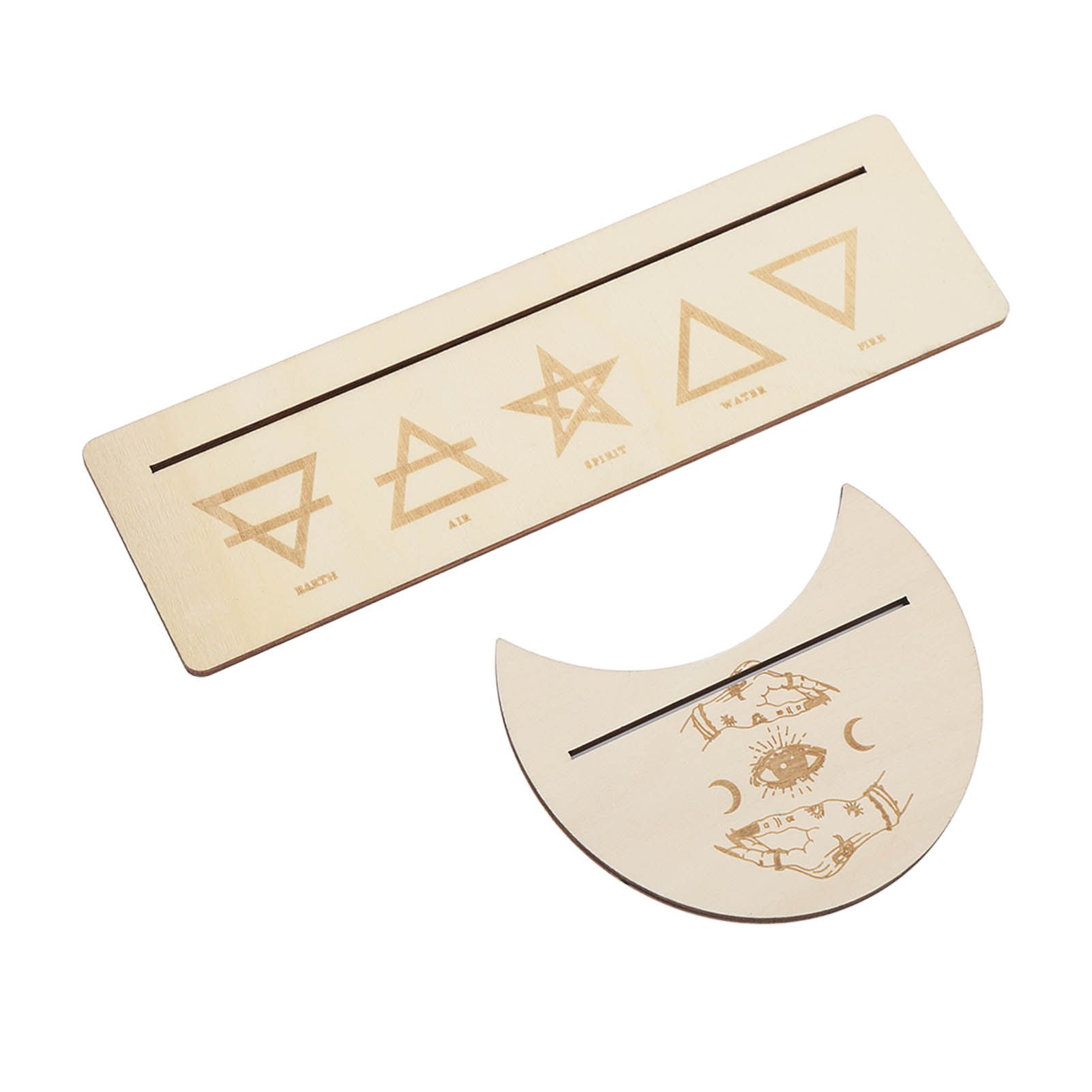 2 Pieces Wooden Tarot Card Stand Holder Stable Moon Shape and Rectangle Wooden view 9