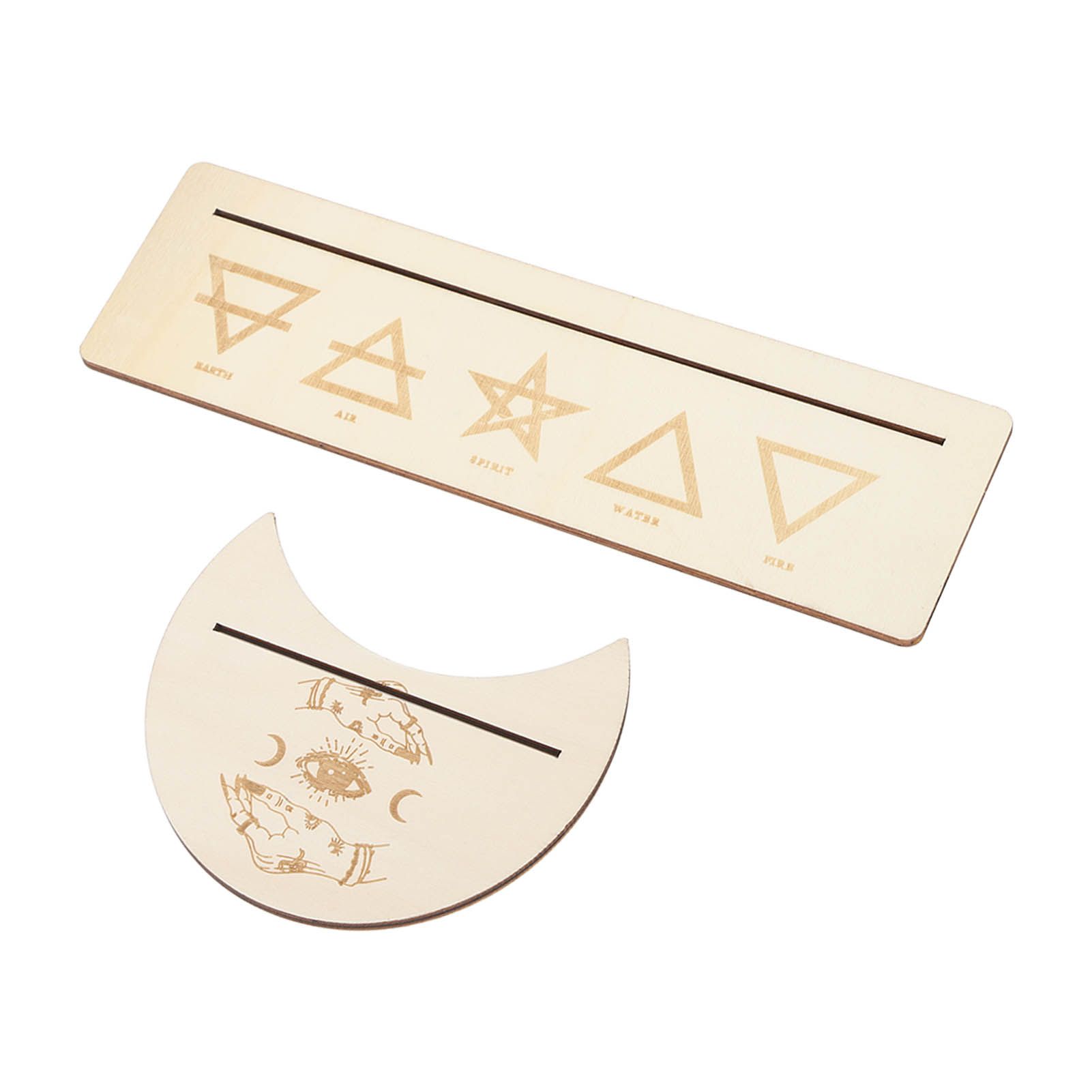 2 Pieces Wooden Tarot Card Stand Holder Stable Moon Shape and Rectangle Wooden view 10