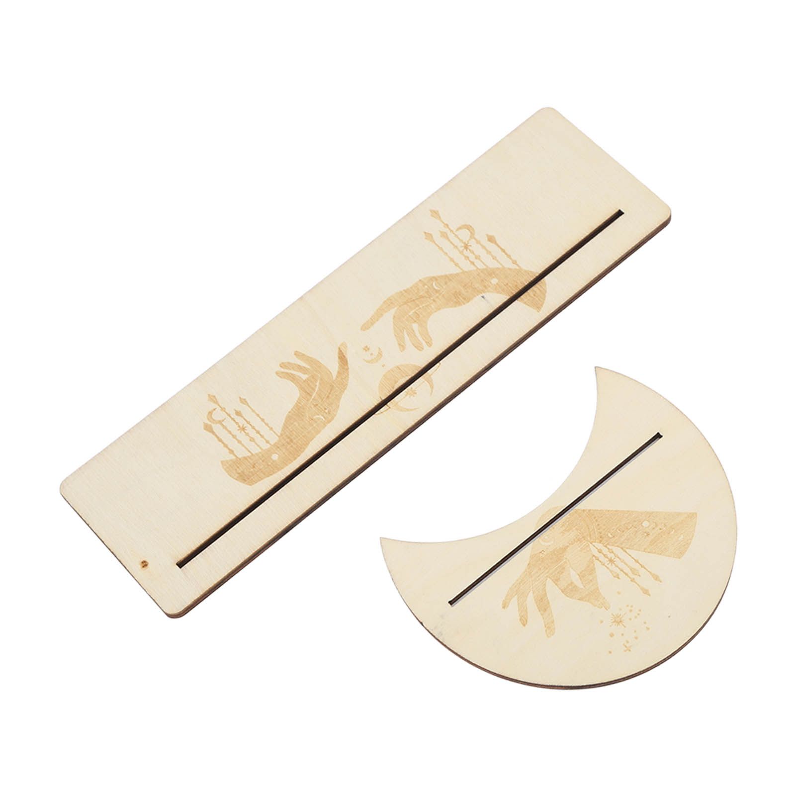 2 Pieces Wooden Tarot Card Stand Holder Stable Moon Shape and Rectangle Wooden view 2