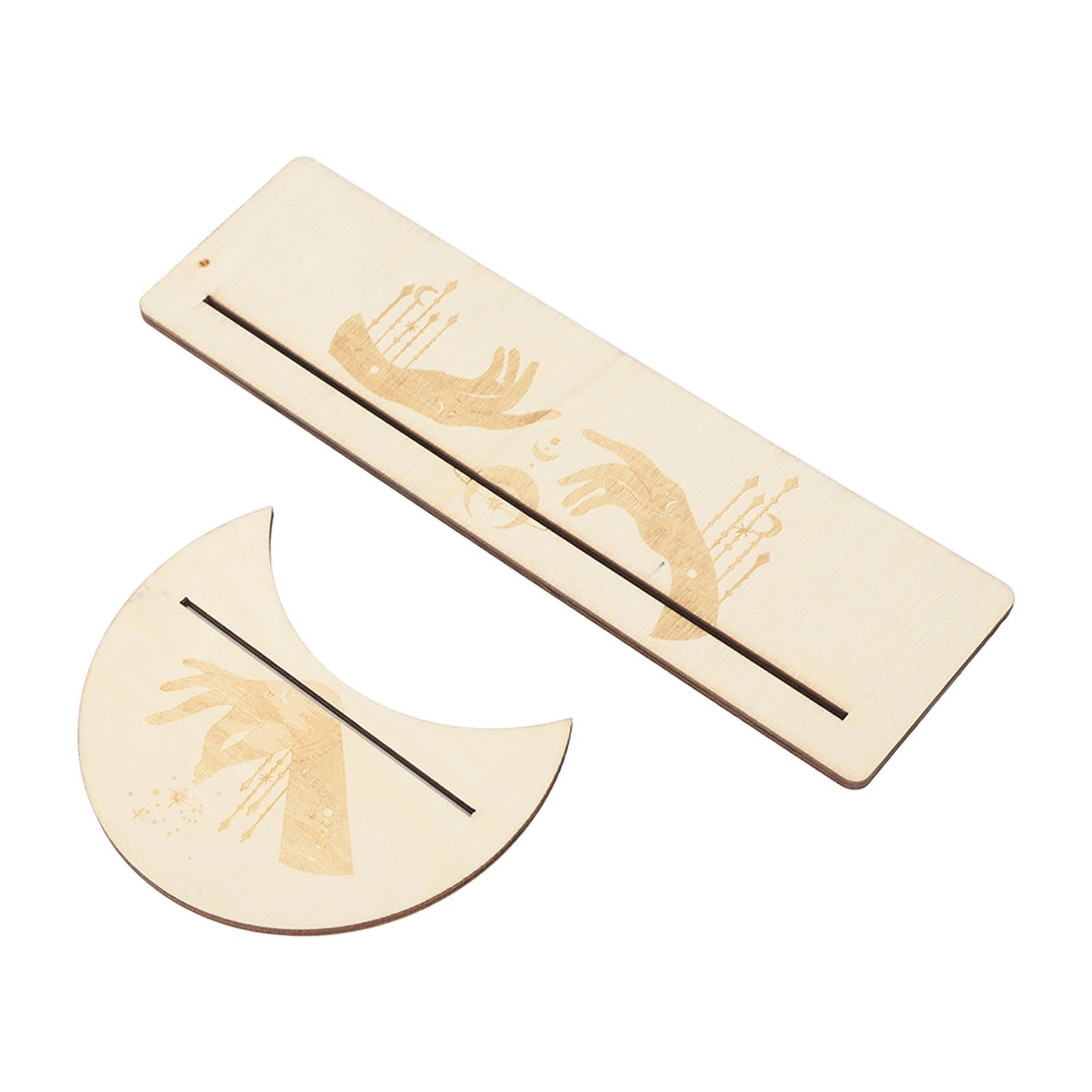2 Pieces Wooden Tarot Card Stand Holder Stable Moon Shape and Rectangle Wooden view 3