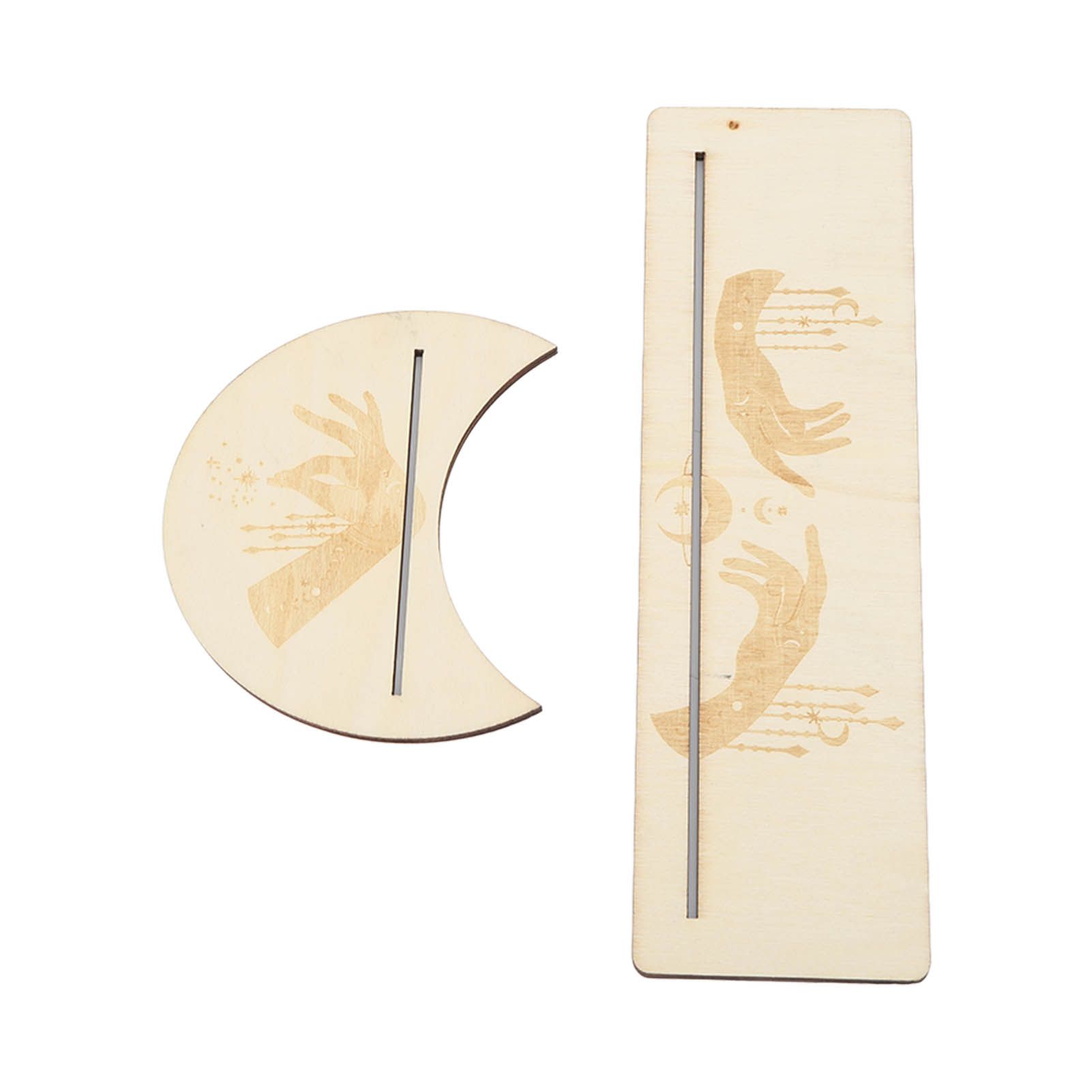 2 Pieces Wooden Tarot Card Stand Holder Stable Moon Shape and Rectangle Wooden view 4
