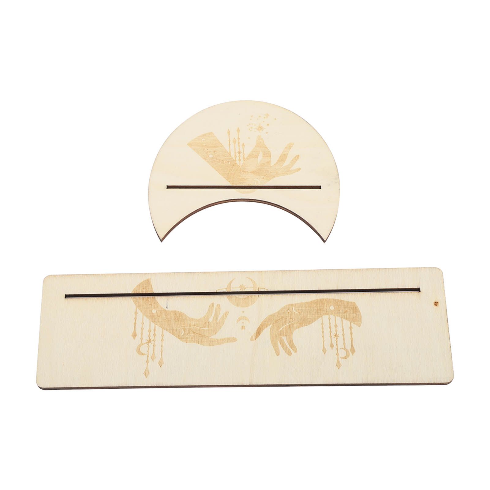 2 Pieces Wooden Tarot Card Stand Holder Stable Moon Shape and Rectangle Wooden view 5