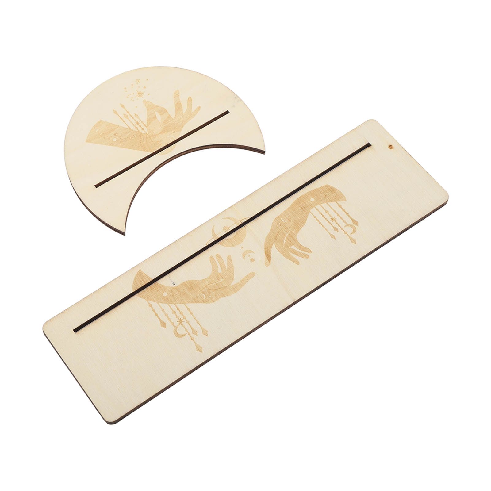 2 Pieces Wooden Tarot Card Stand Holder Stable Moon Shape and Rectangle Wooden view 6