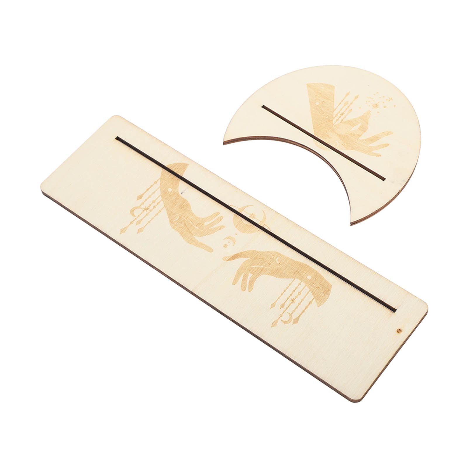 2 Pieces Wooden Tarot Card Stand Holder Stable Moon Shape and Rectangle Wooden view 7