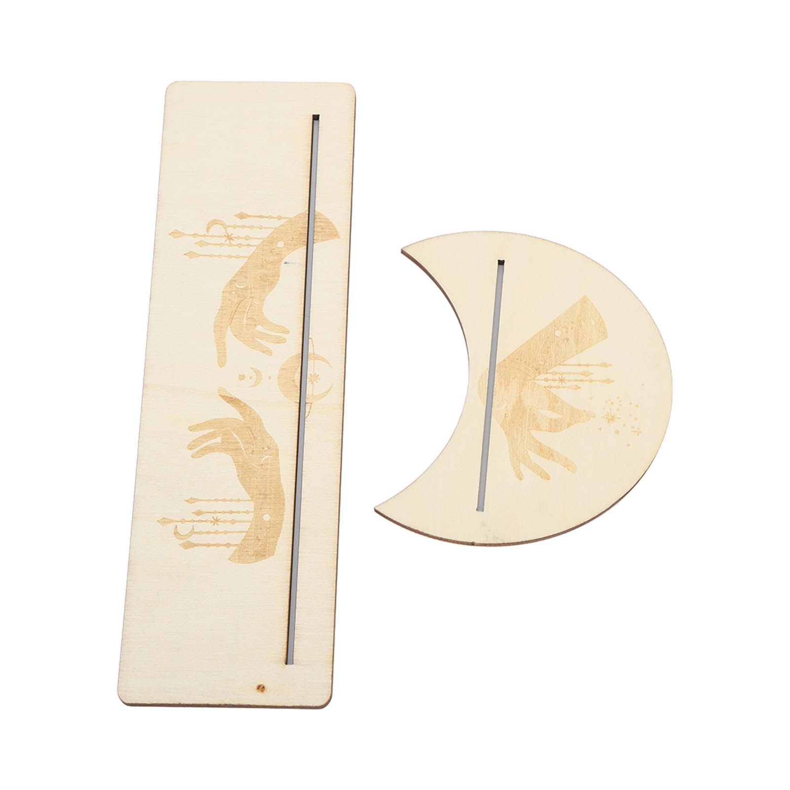 2 Pieces Wooden Tarot Card Stand Holder Stable Moon Shape and Rectangle Wooden view 8