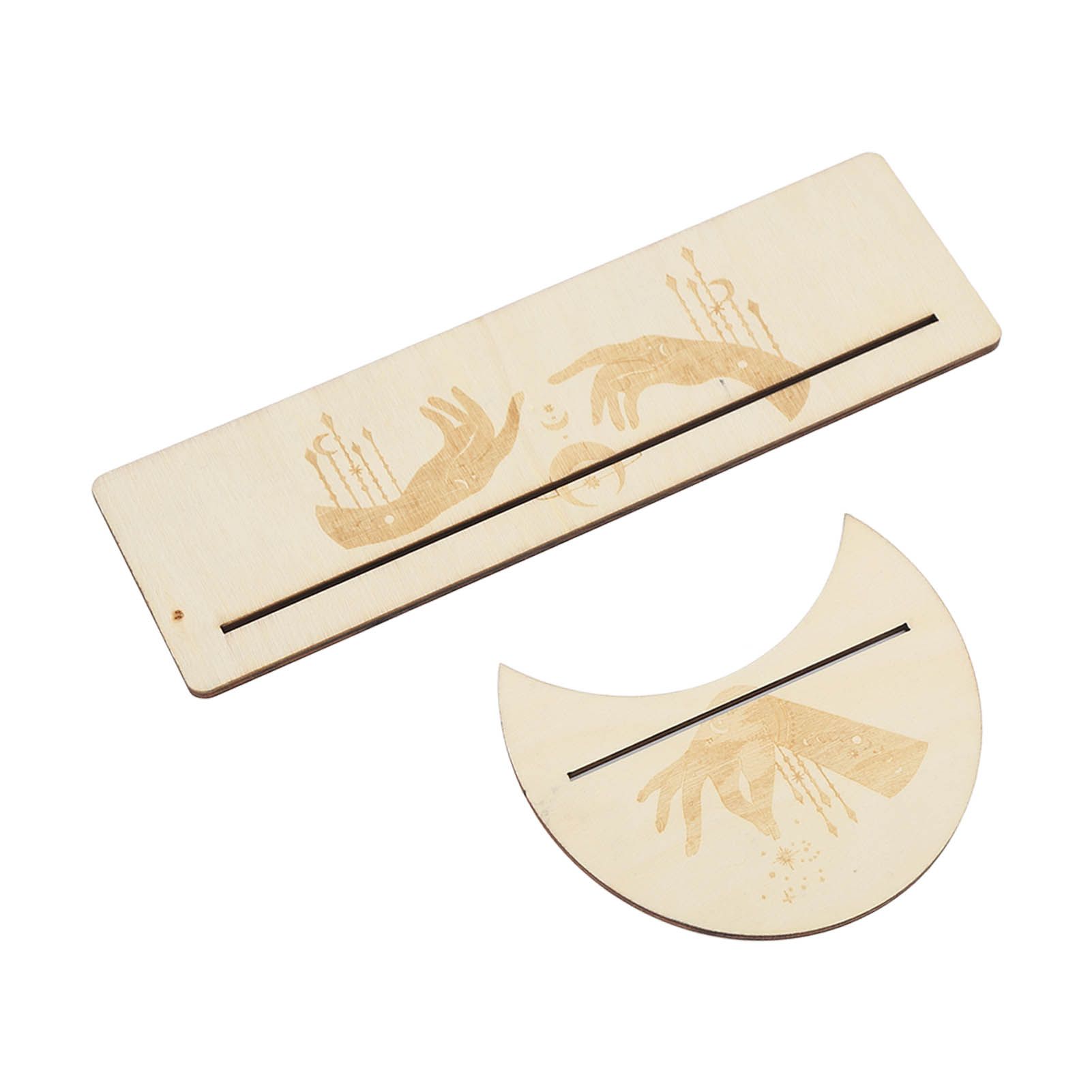 2 Pieces Wooden Tarot Card Stand Holder Stable Moon Shape and Rectangle Wooden view 9