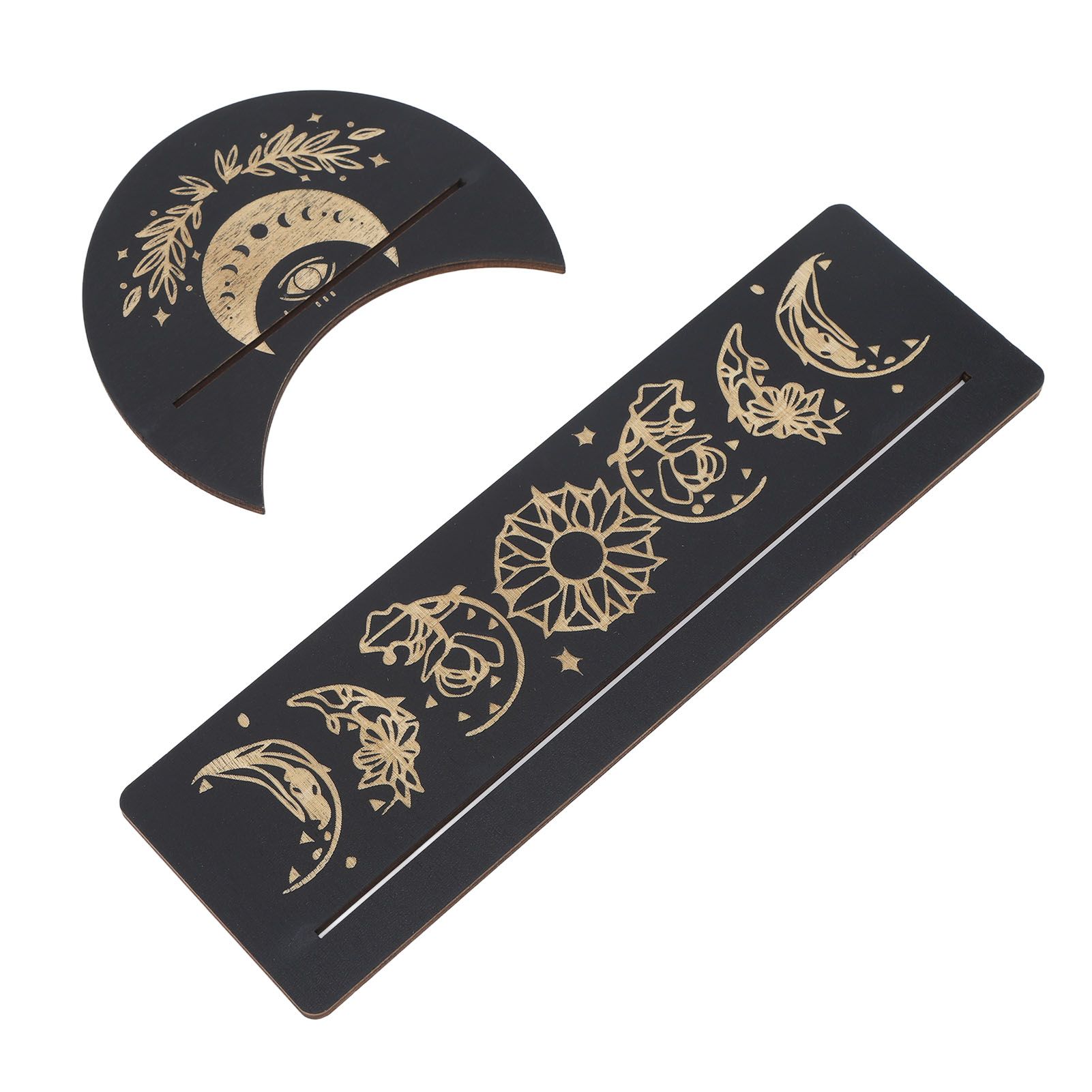 2 Pieces Wooden Tarot Card Stand Holder Moon Shape and Rectangle Wooden Tarot view 5