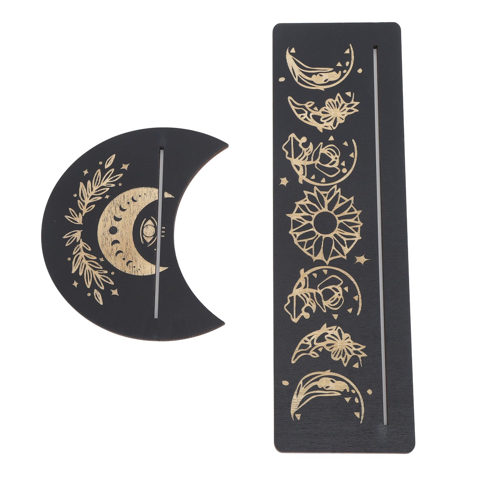 2 Pieces Wooden Tarot Card Stand Holder Moon Shape and Rectangle Wooden Tarot view 6