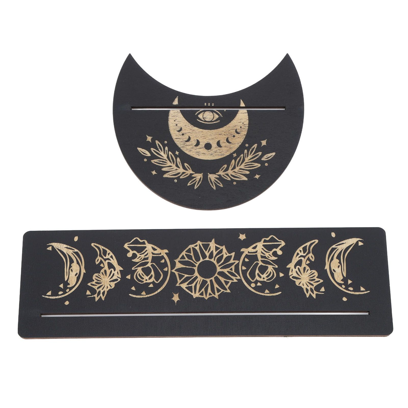 2 Pieces Wooden Tarot Card Stand Holder Moon Shape and Rectangle Wooden Tarot view 10