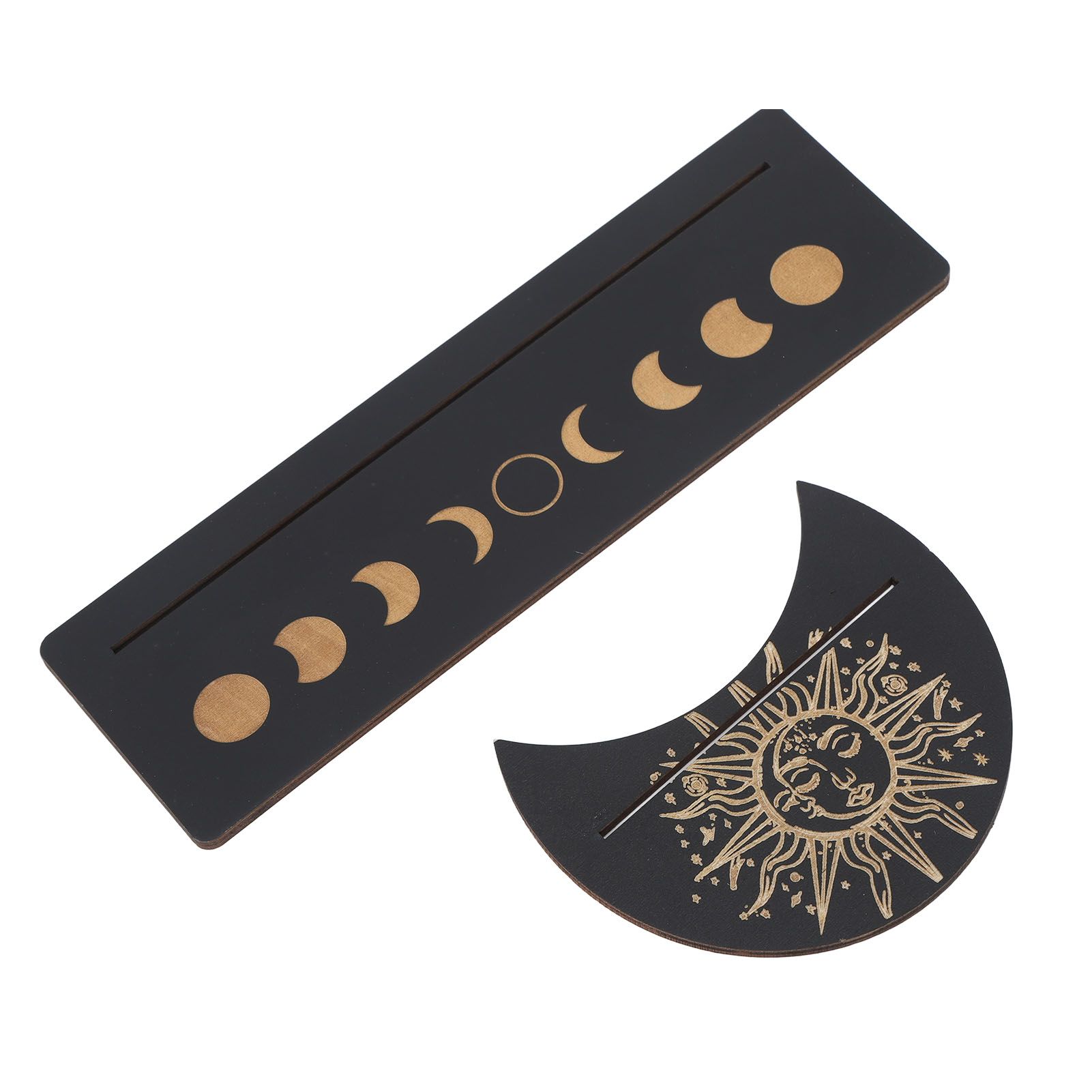 2 Pieces Wooden Tarot Card Stand Holder Moon Shape and Rectangle Wooden Tarot view 3