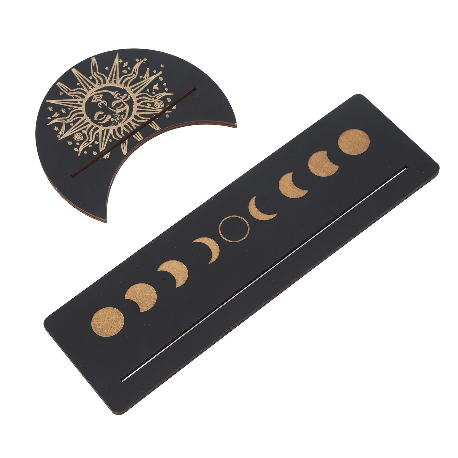 2 Pieces Wooden Tarot Card Stand Holder Moon Shape and Rectangle Wooden Tarot view 5