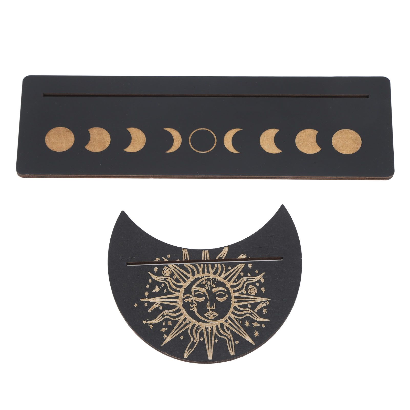 2 Pieces Wooden Tarot Card Stand Holder Moon Shape and Rectangle Wooden Tarot view 8
