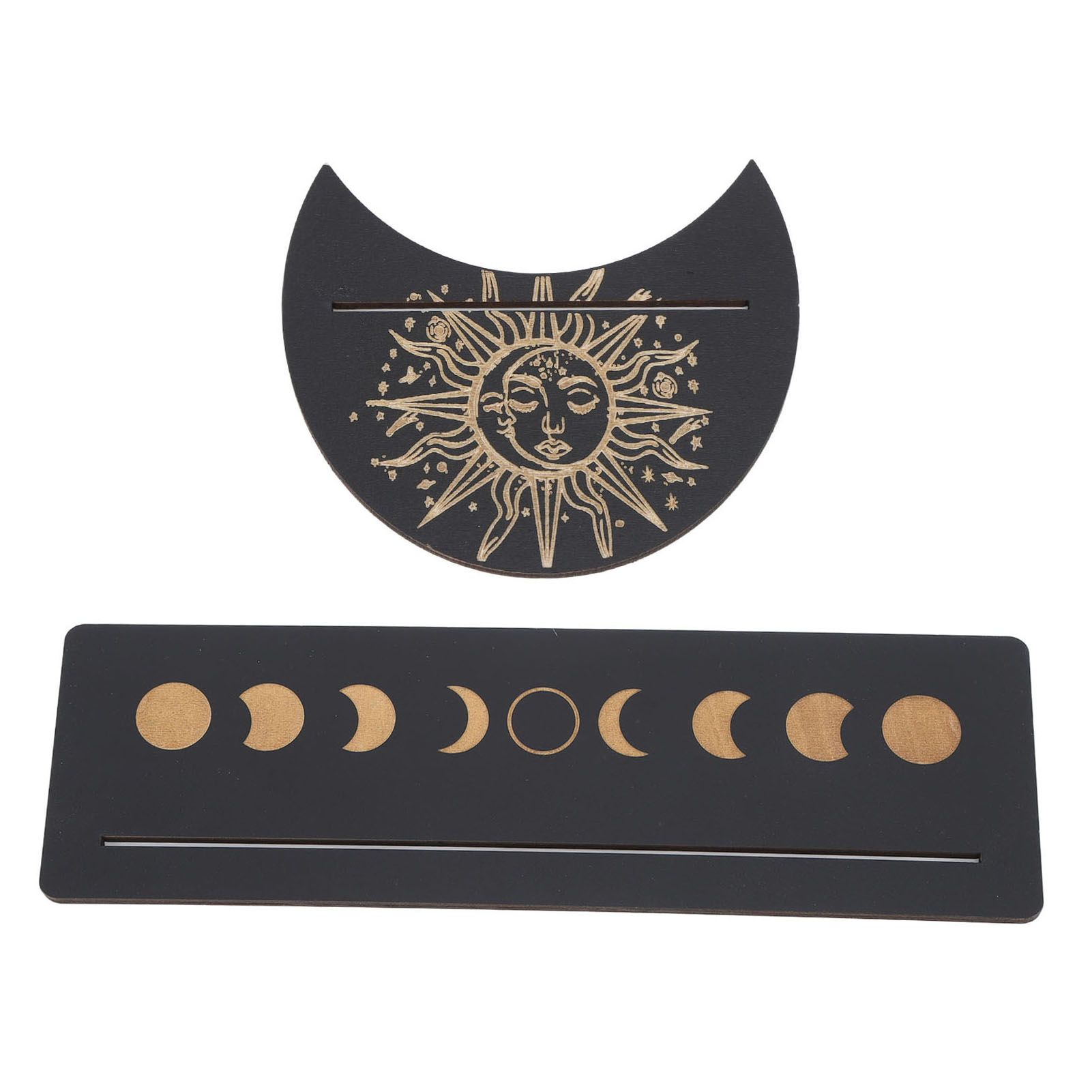 2 Pieces Wooden Tarot Card Stand Holder Moon Shape and Rectangle Wooden Tarot view 9