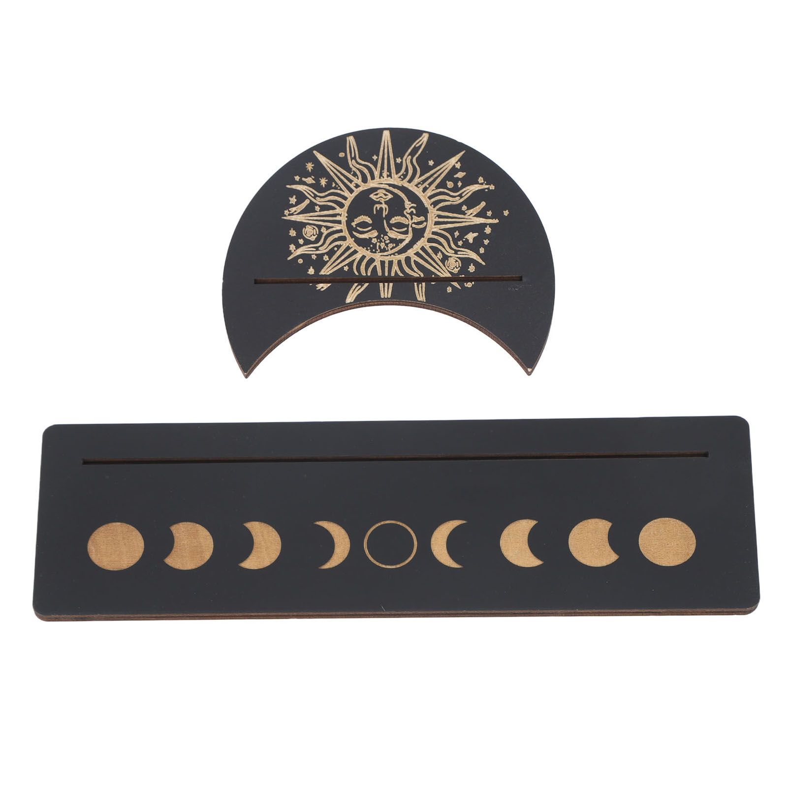 2 Pieces Wooden Tarot Card Stand Holder Moon Shape and Rectangle Wooden Tarot view 10