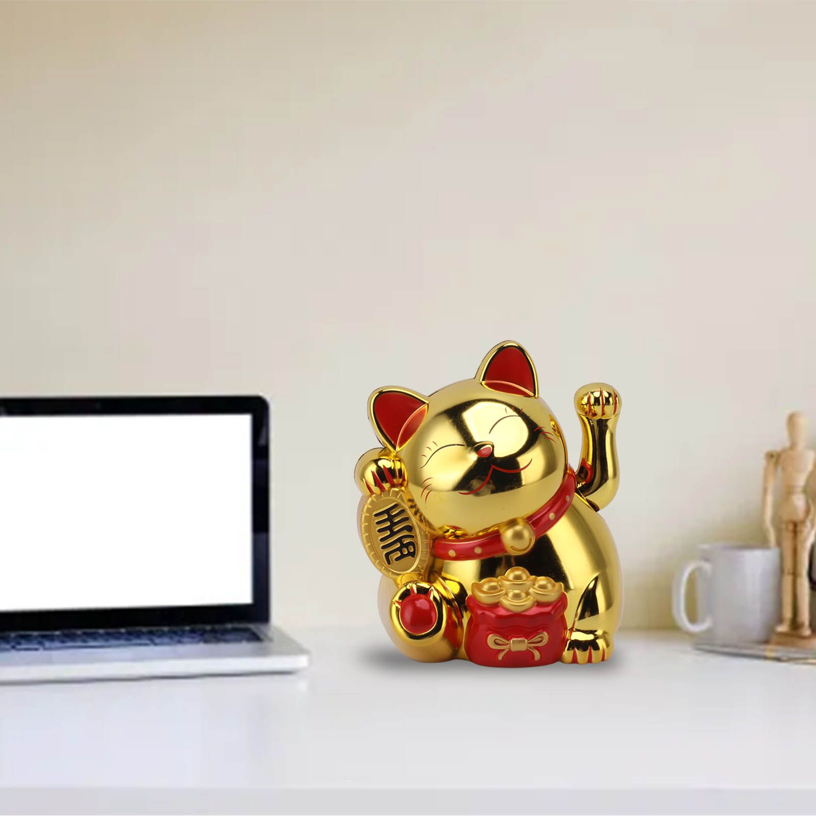 5.5in Electric Waving Arm Fortune Cat Decorative Cute Plastic Cat Ornaments view 11