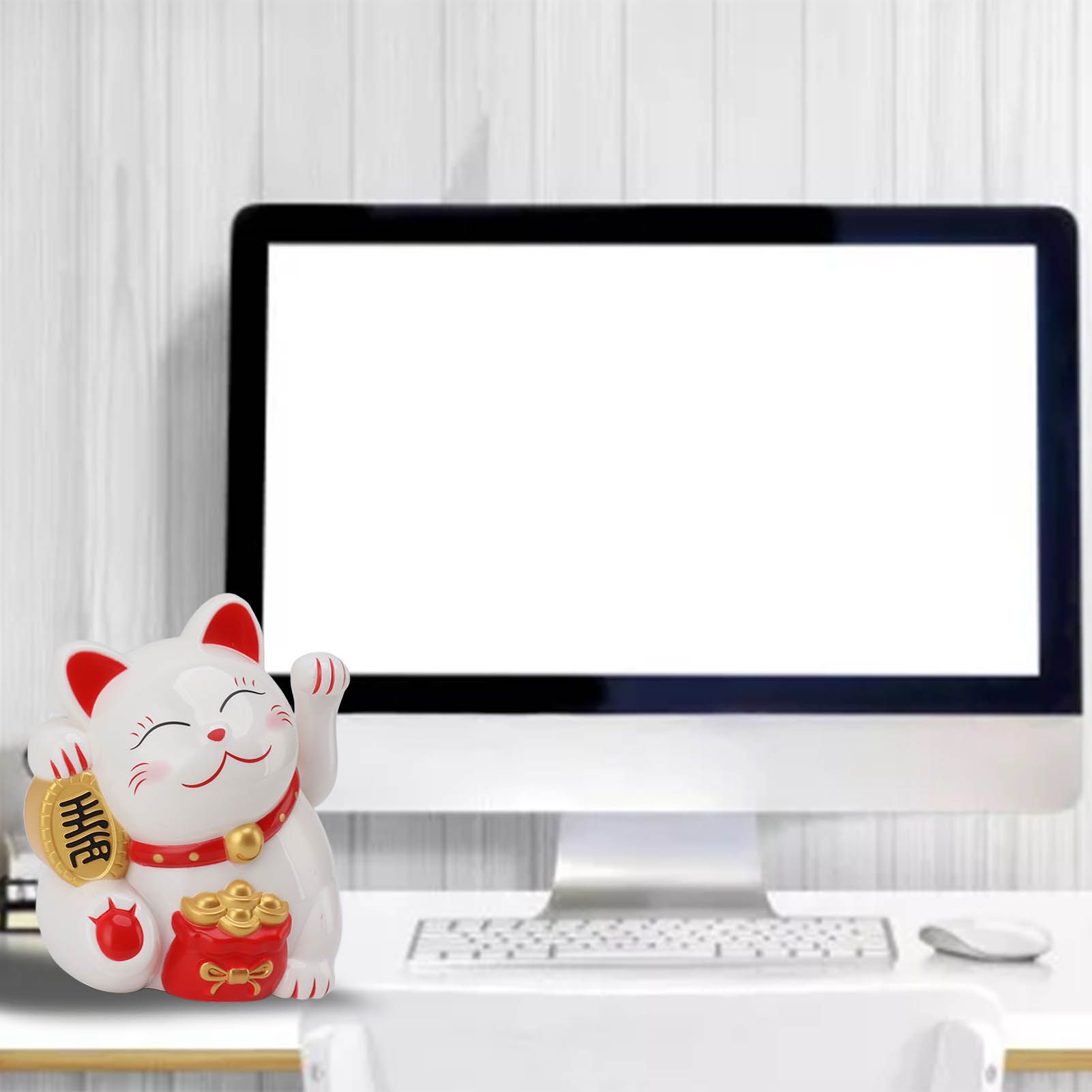 5.5in Electric Waving Arm Fortune Cat Decorative Cute Plastic Cat Ornaments view 12