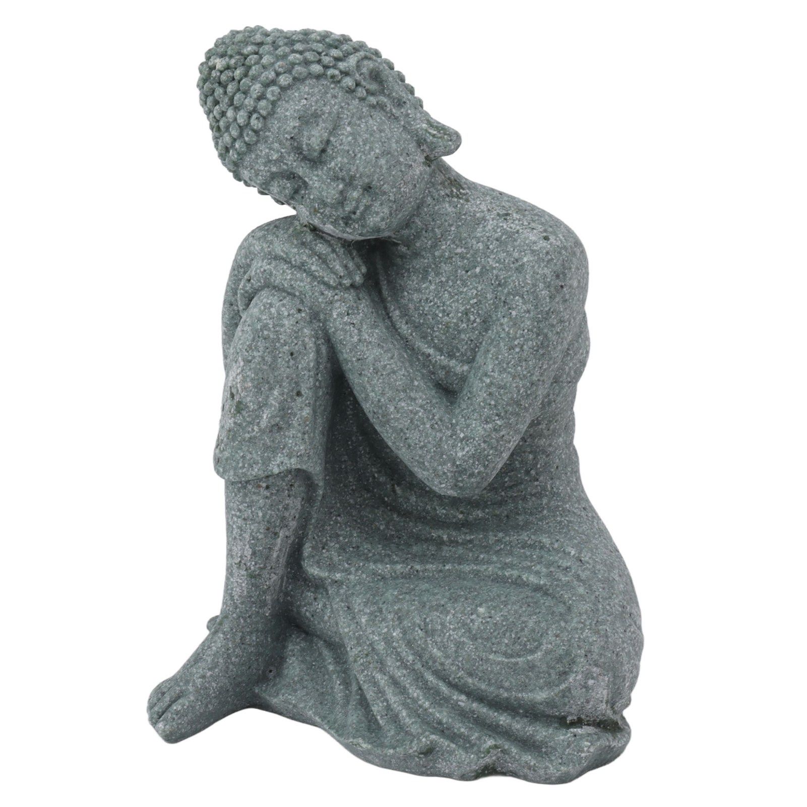 Buddha Statue Green Sandstone Sculpture Buddhist Sitting Figurine Ornament for view 2