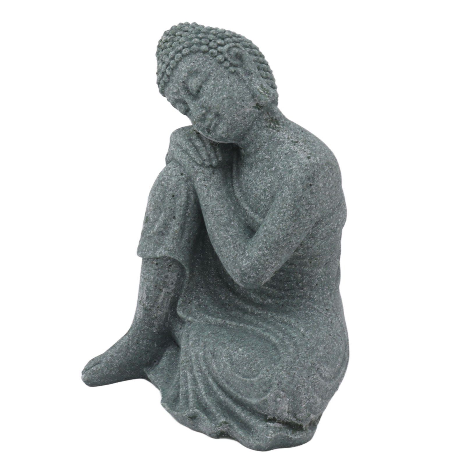 Buddha Statue Green Sandstone Sculpture Buddhist Sitting Figurine Ornament for view 3