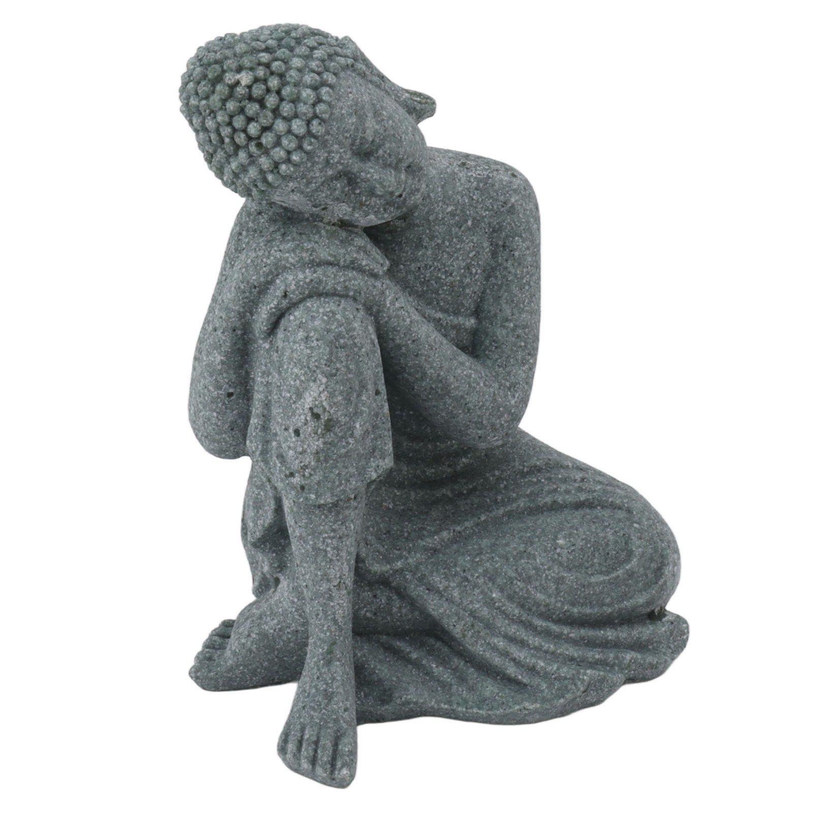 Buddha Statue Green Sandstone Sculpture Buddhist Sitting Figurine Ornament for view 4