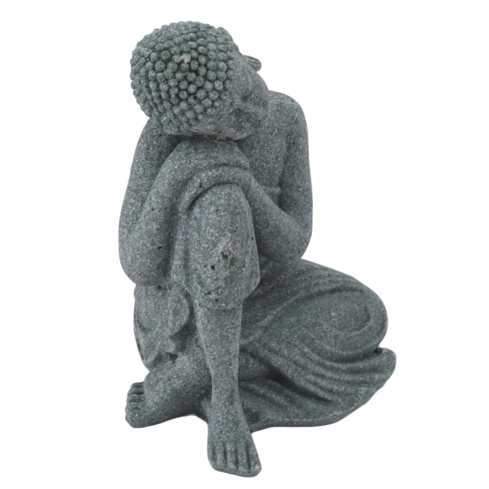 Buddha Statue Green Sandstone Sculpture Buddhist Sitting Figurine Ornament for view 5