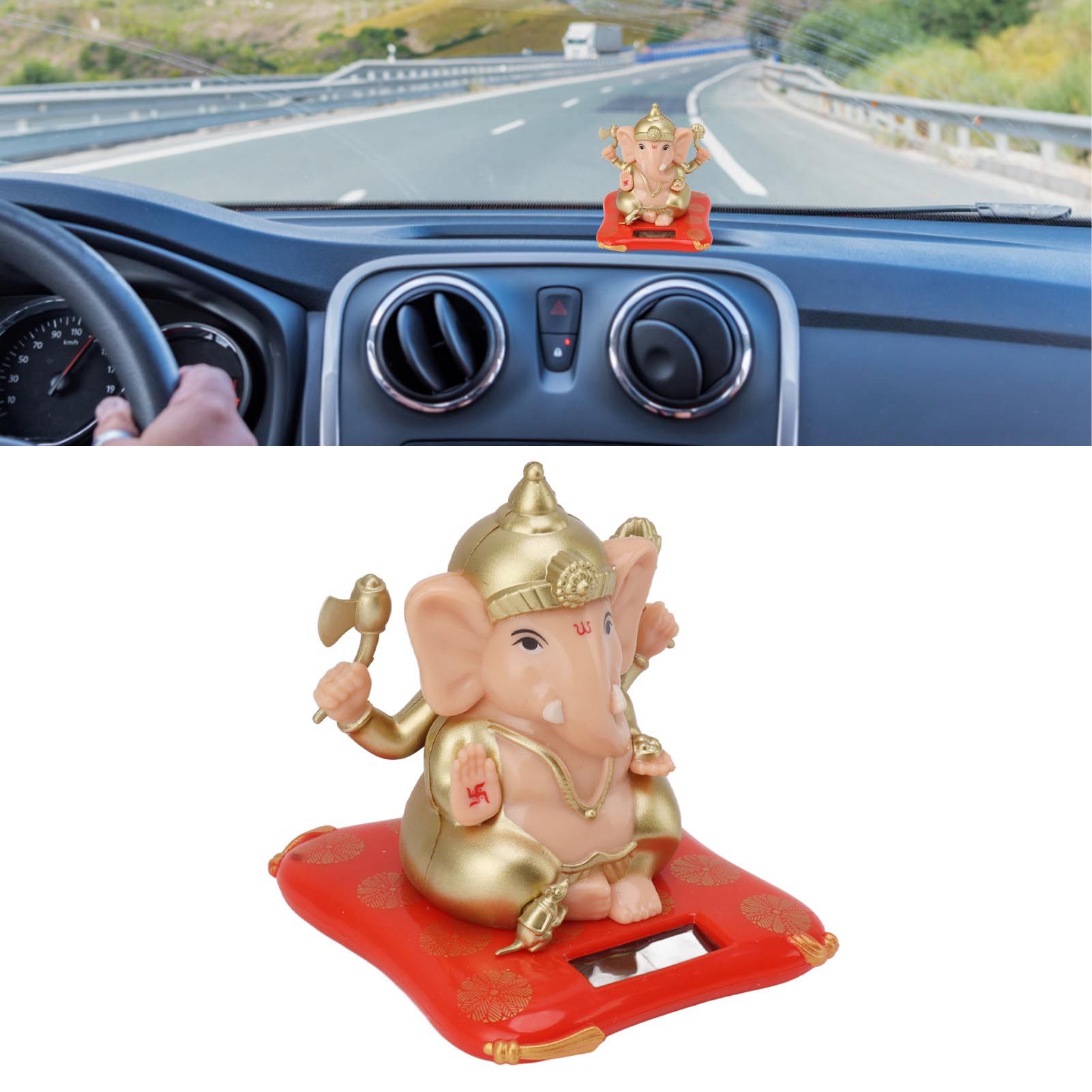 Solar Powered Ganesha Ornament Decoration Ornaments for Home Garden Car Dashboard view 11