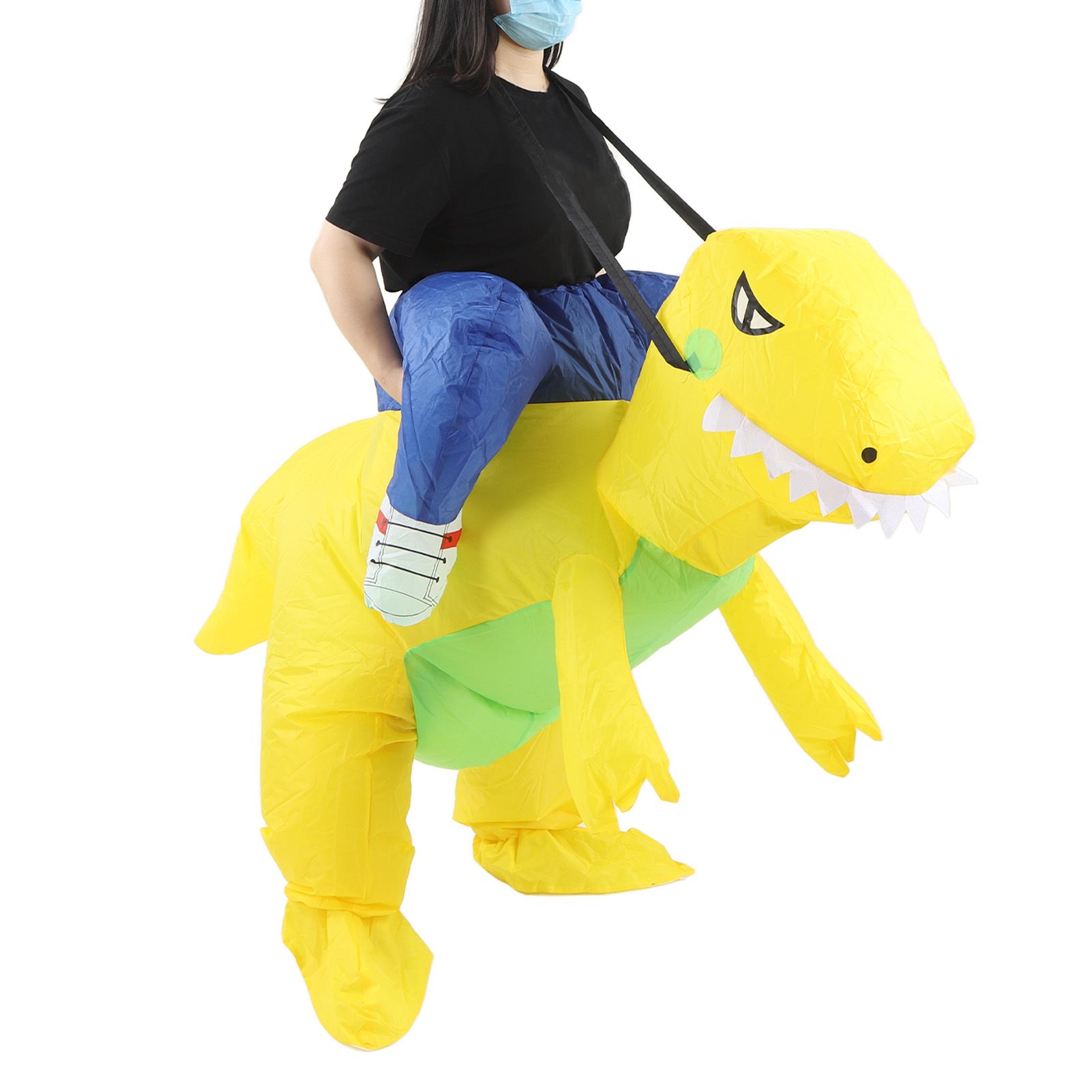 Yellow Dinosaur Inflatable Costume Half Body Model Weird Dinosaur Shape view 7