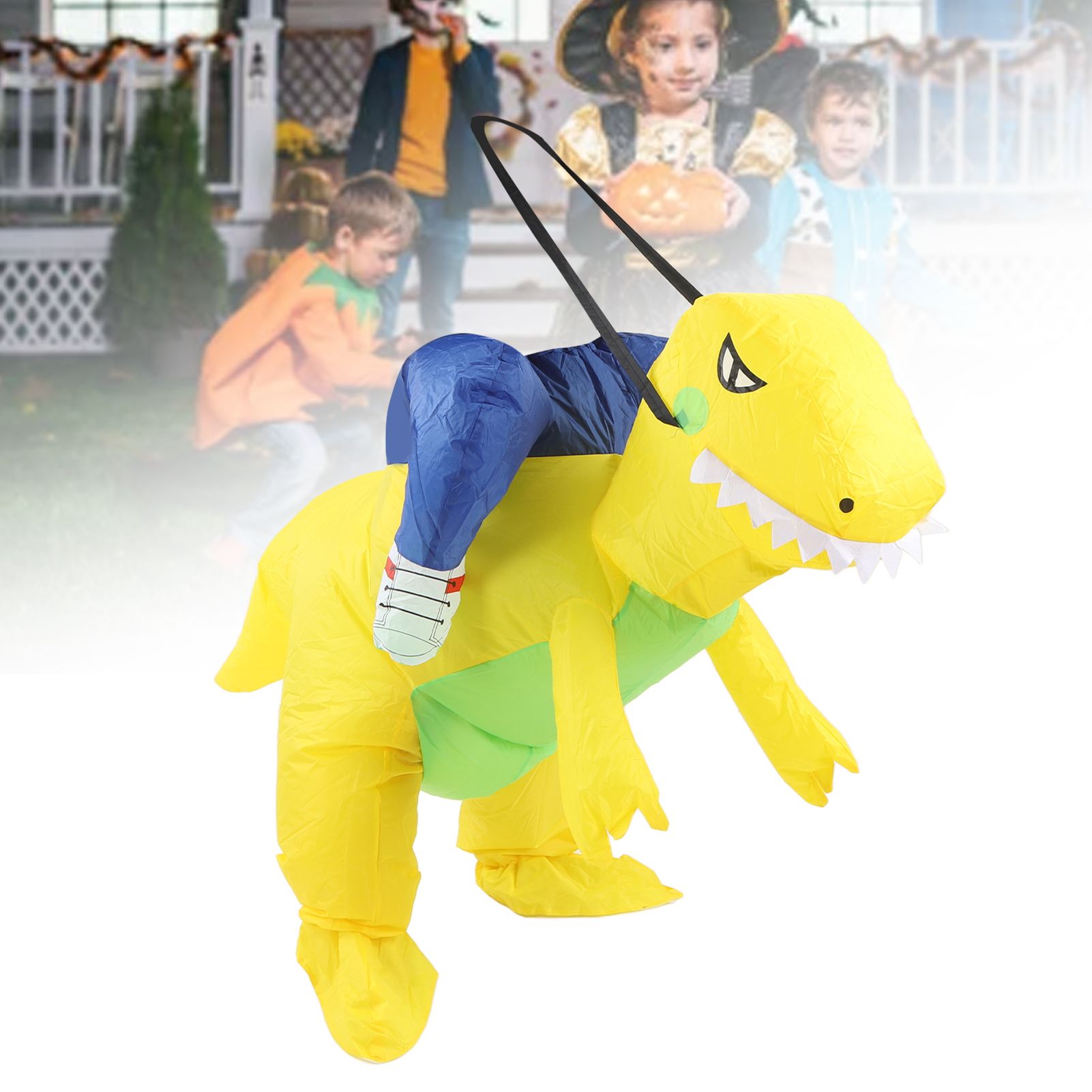 Yellow Dinosaur Inflatable Costume Half Body Model Weird Dinosaur Shape view 12