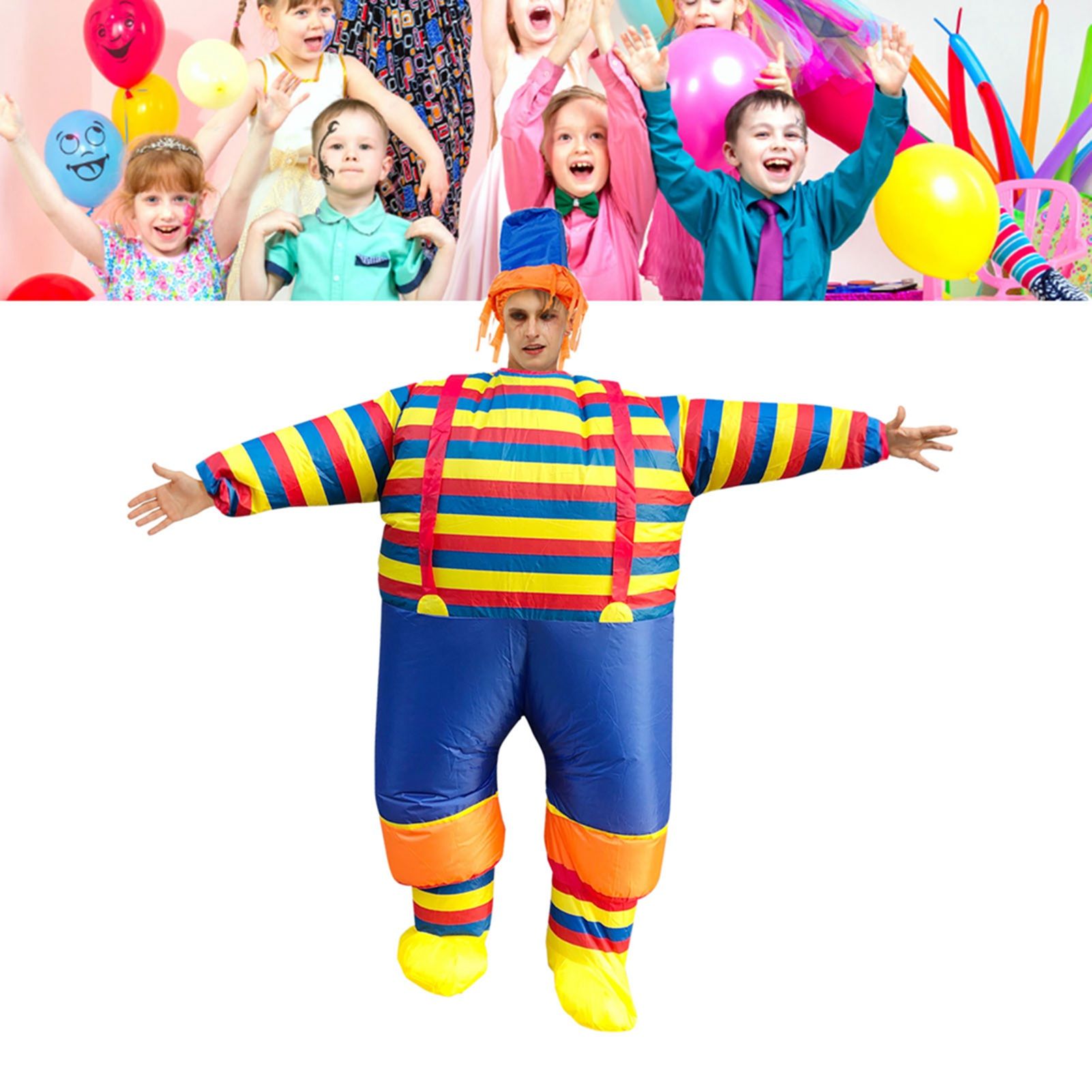 Inflatable Clown Costume Blow Up Joker Jumpsuit for Halloween Cosplay Party view 11