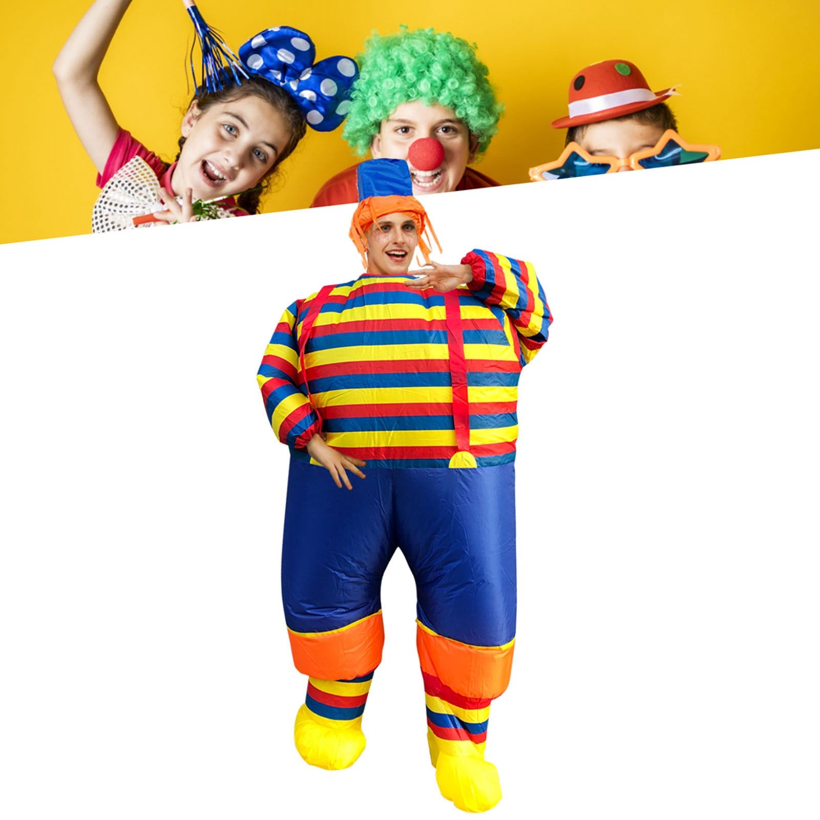Inflatable Clown Costume Blow Up Joker Jumpsuit for Halloween Cosplay Party view 12