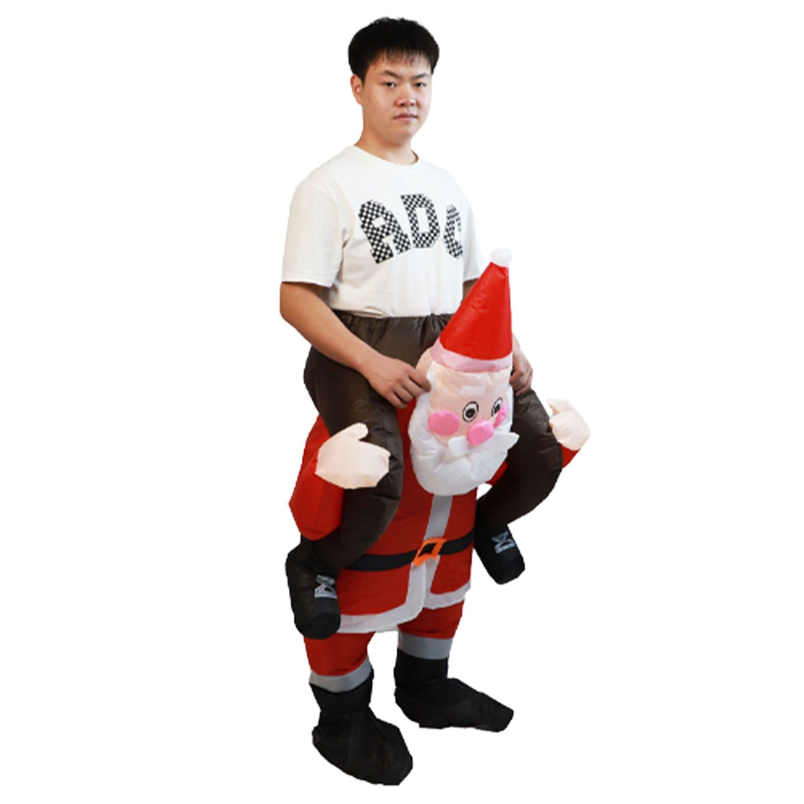 Santa Costume Funny Father Christmas Riding Inflatable Show Party Cosplay Role view 2