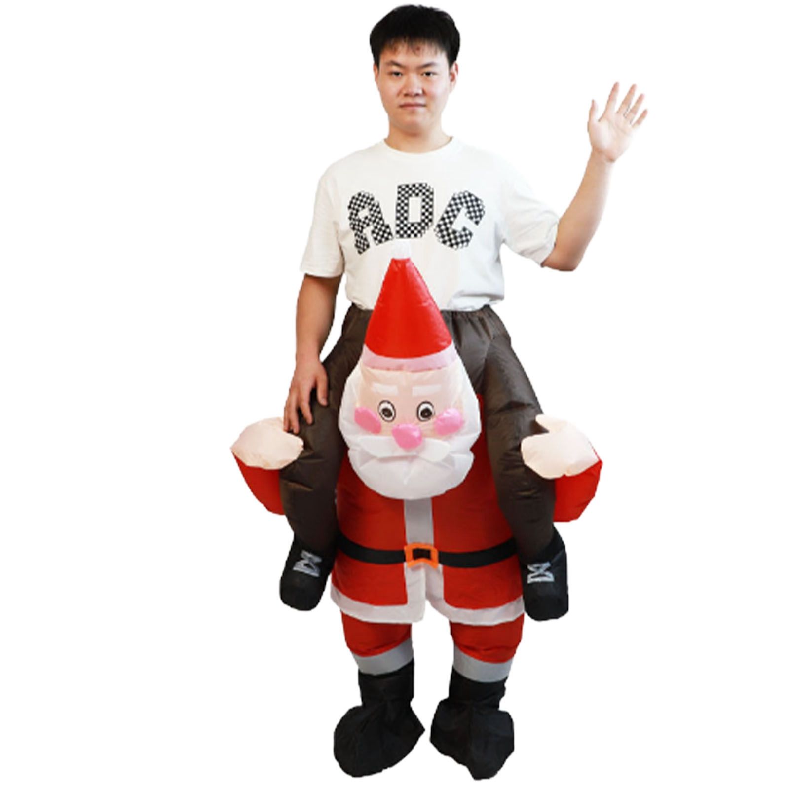 Santa Costume Funny Father Christmas Riding Inflatable Show Party Cosplay Role view 4