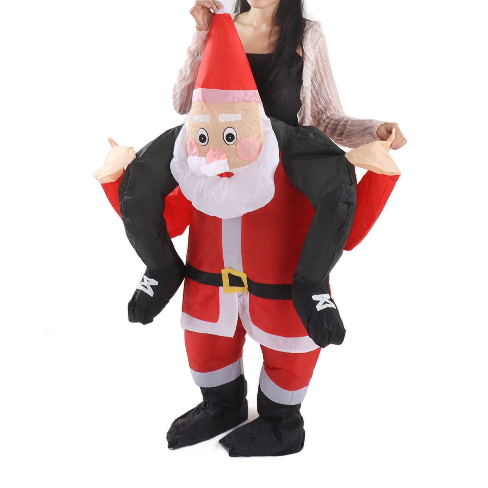 Santa Costume Funny Father Christmas Riding Inflatable Show Party Cosplay Role view 2