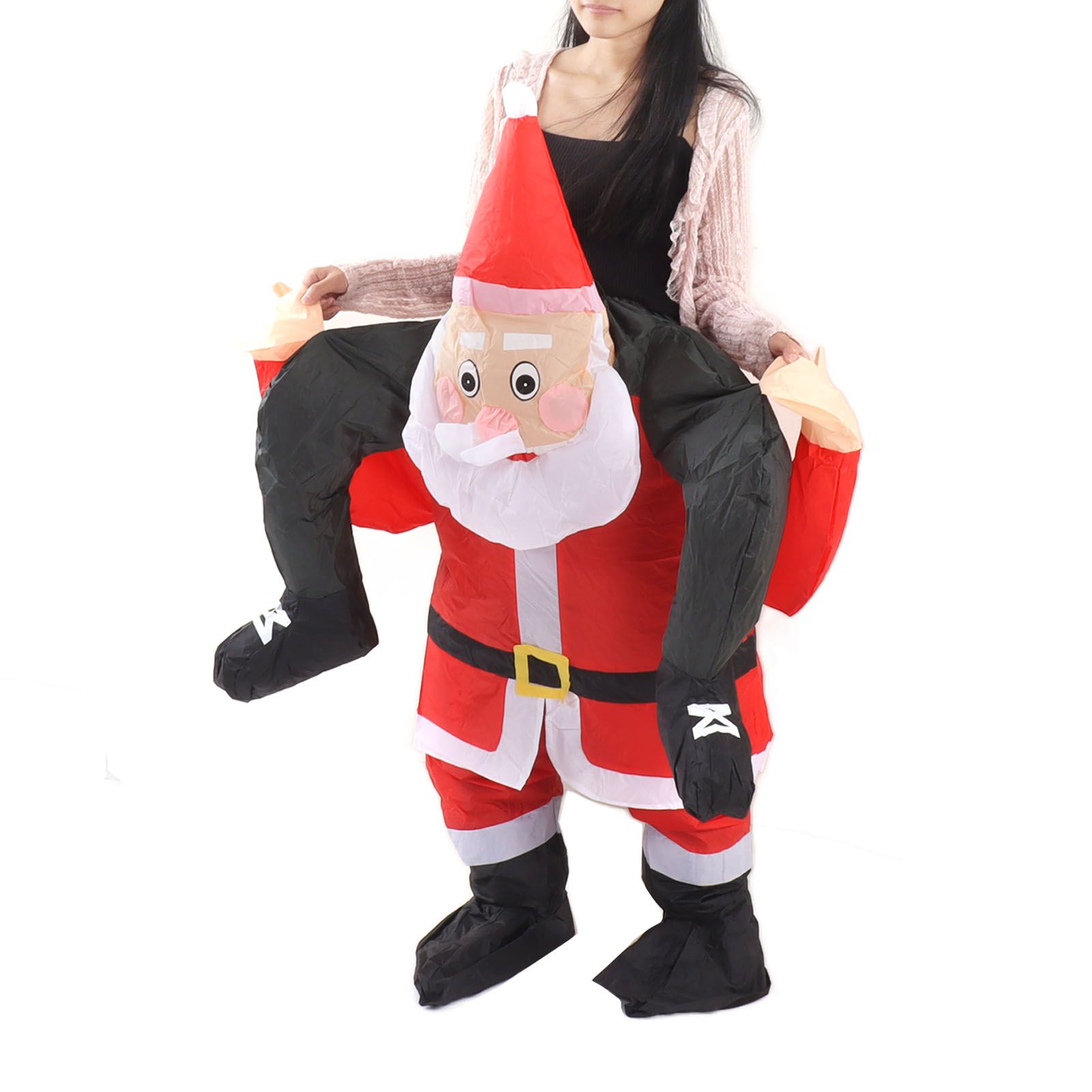 Santa Costume Funny Father Christmas Riding Inflatable Show Party Cosplay Role view 5
