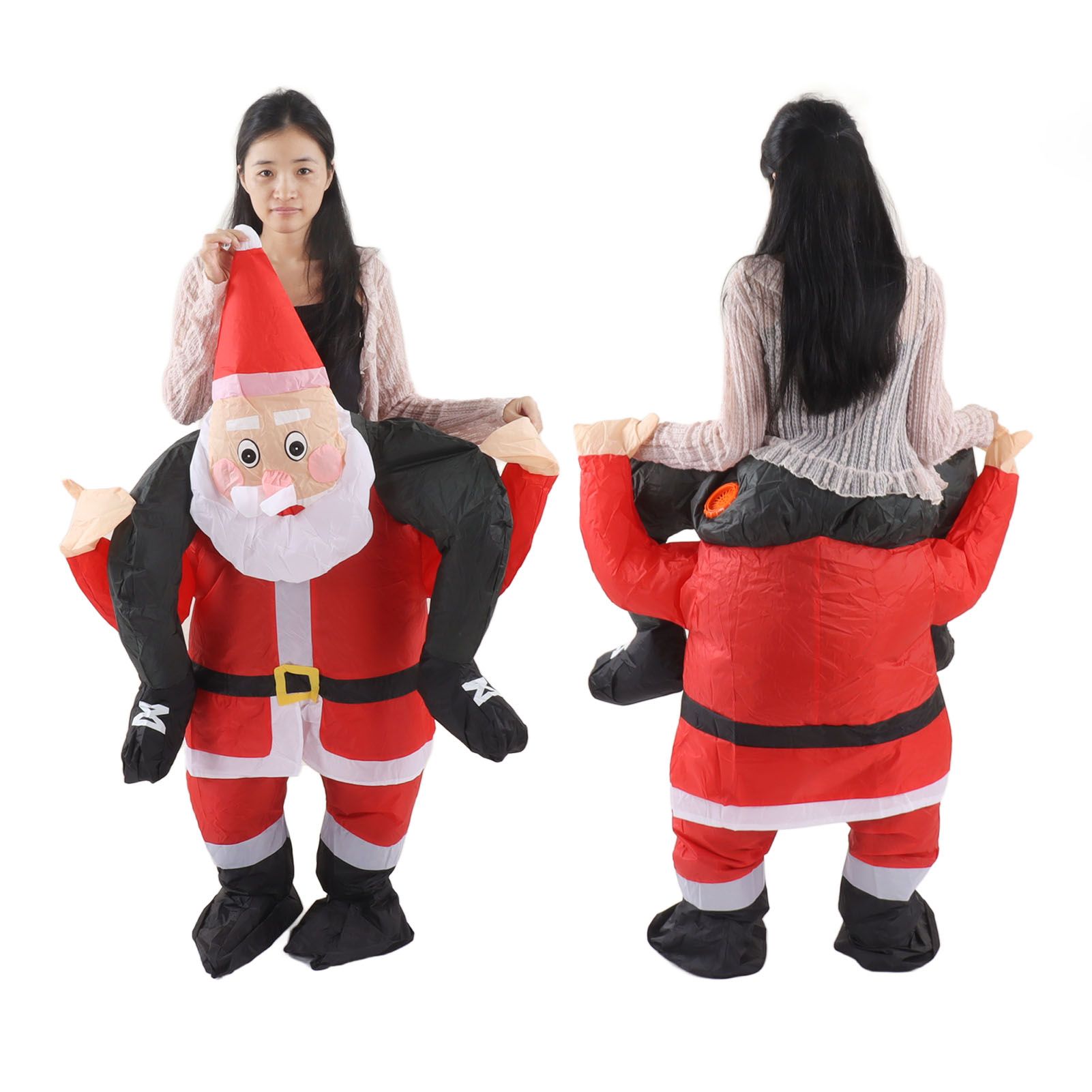 Santa Costume Funny Father Christmas Riding Inflatable Show Party Cosplay Role view 8