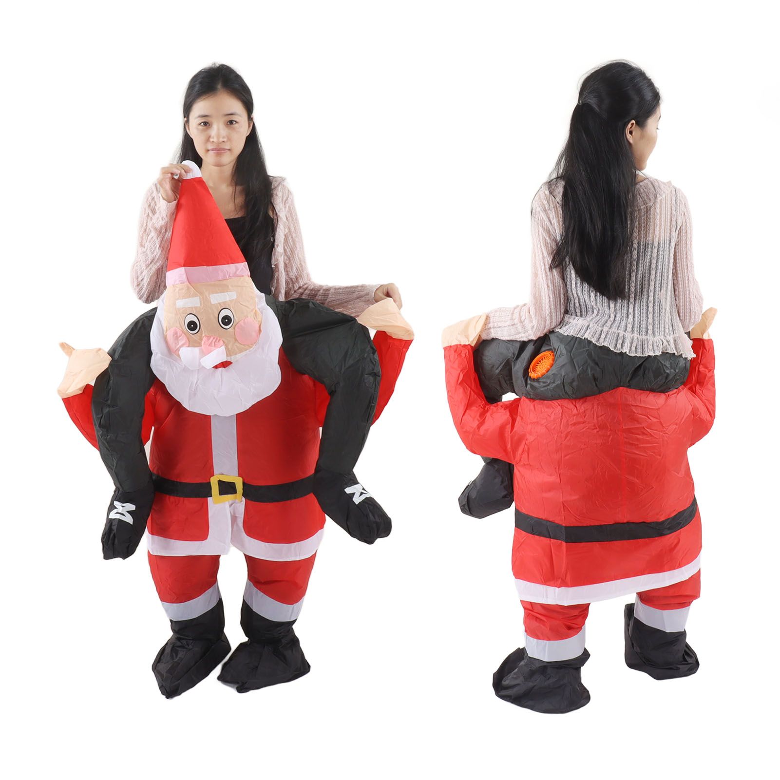 Santa Costume Funny Father Christmas Riding Inflatable Show Party Cosplay Role view 10