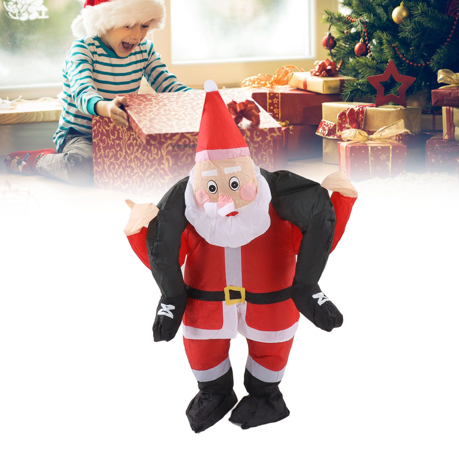 Santa Costume Funny Father Christmas Riding Inflatable Show Party Cosplay Role view 12