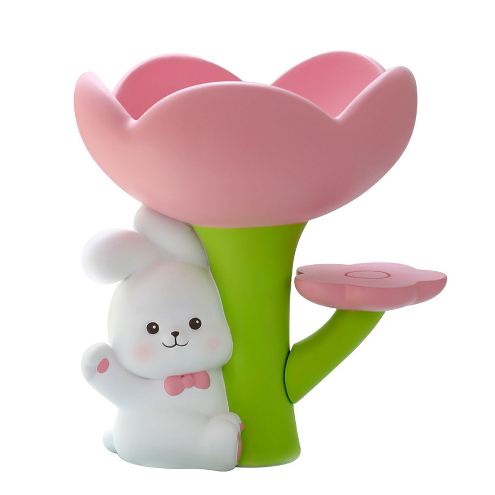 Rabbit Flower Key Tray Resin Storage Plate Jewelry Holder Home Decoration for — image 1
