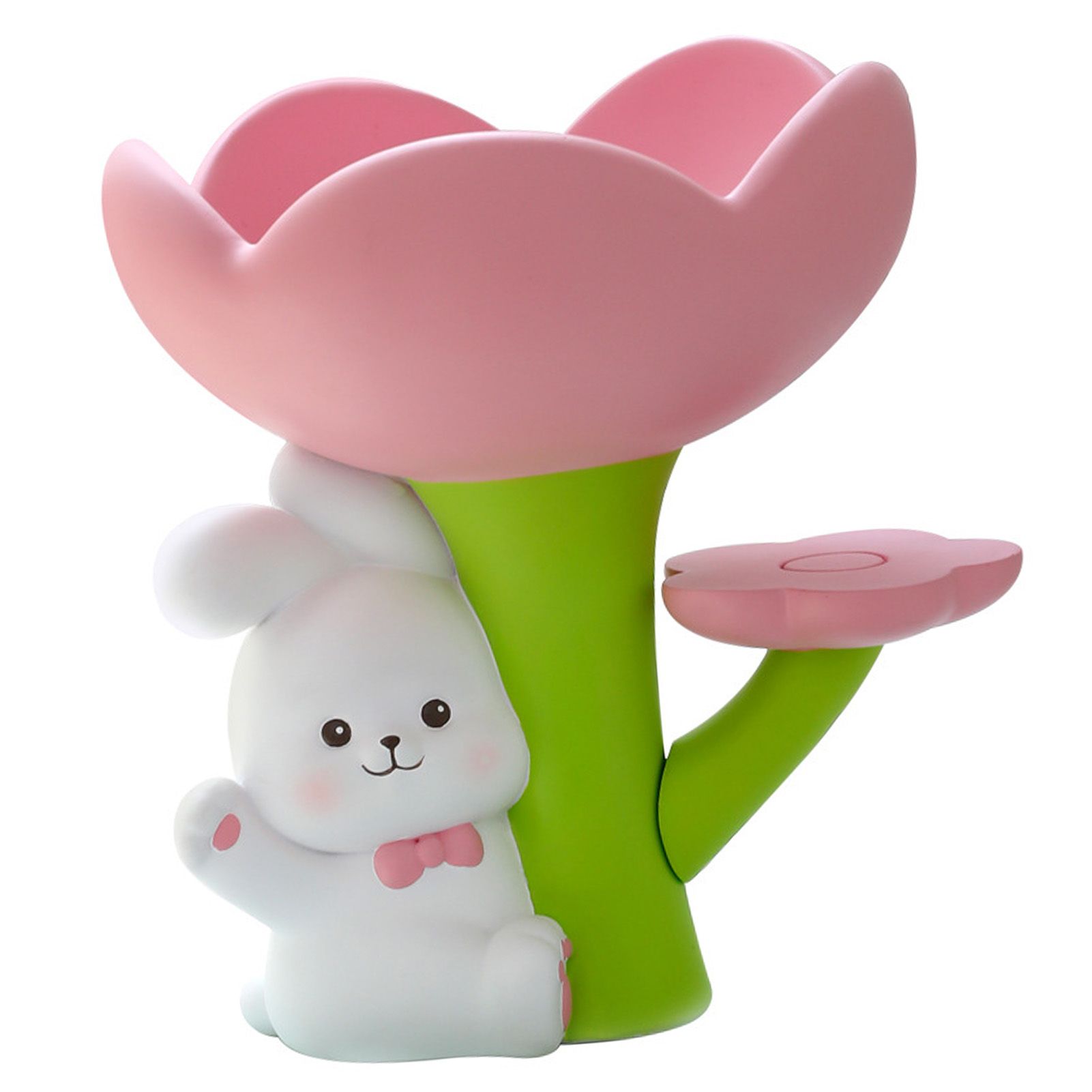 Rabbit Flower Key Tray Resin Storage Plate Jewelry Holder Home Decoration for view 3