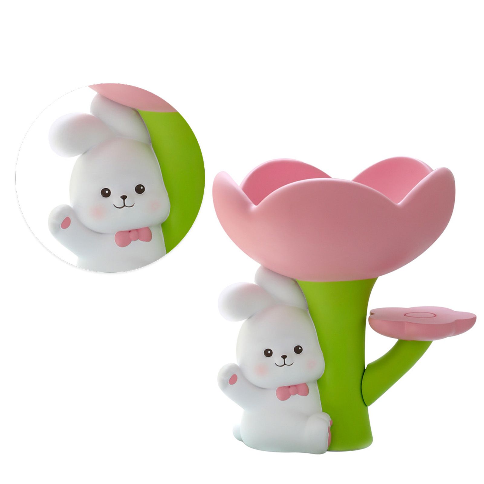 Rabbit Flower Key Tray Resin Storage Plate Jewelry Holder Home Decoration for view 4