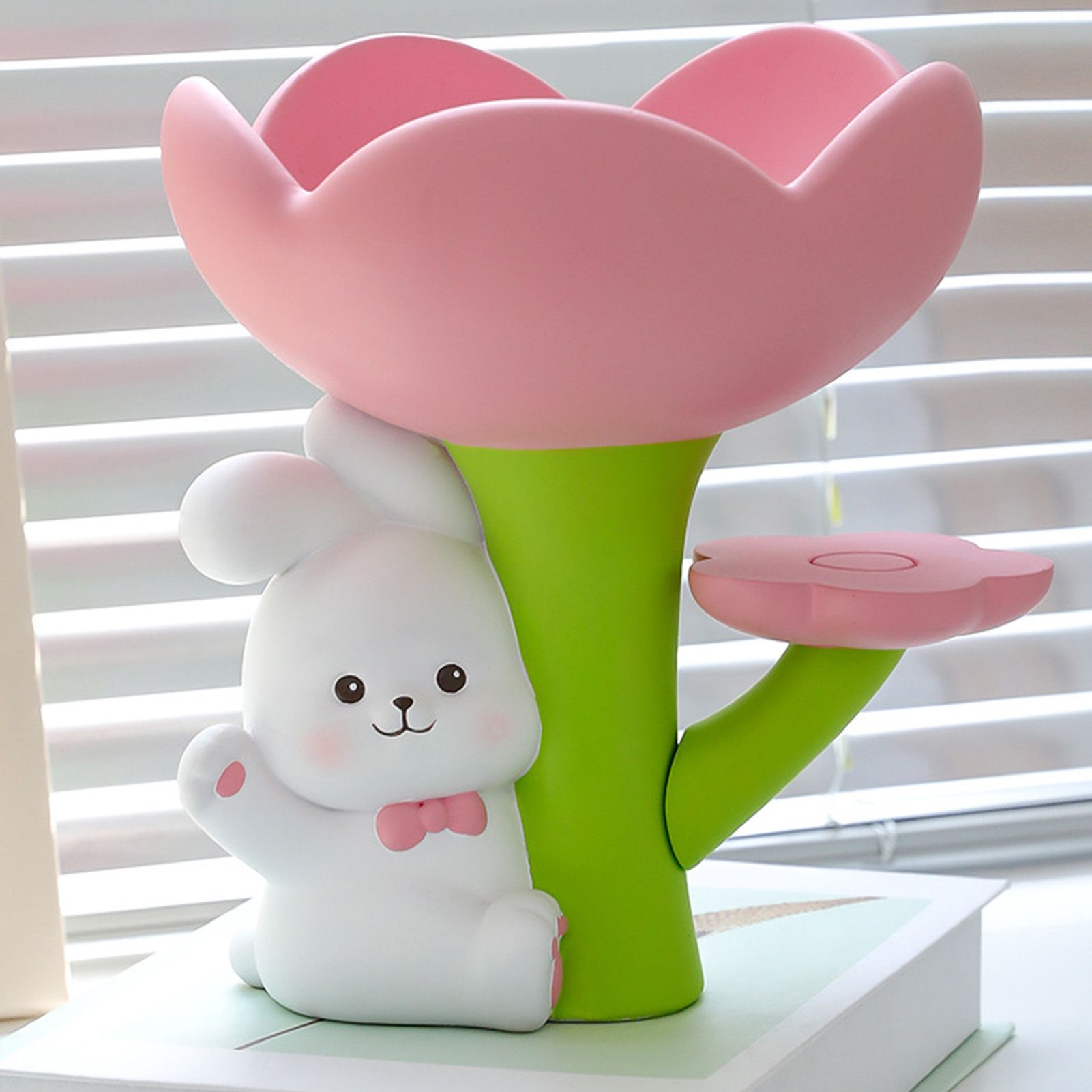 Rabbit Flower Key Tray Resin Storage Plate Jewelry Holder Home Decoration for view 9