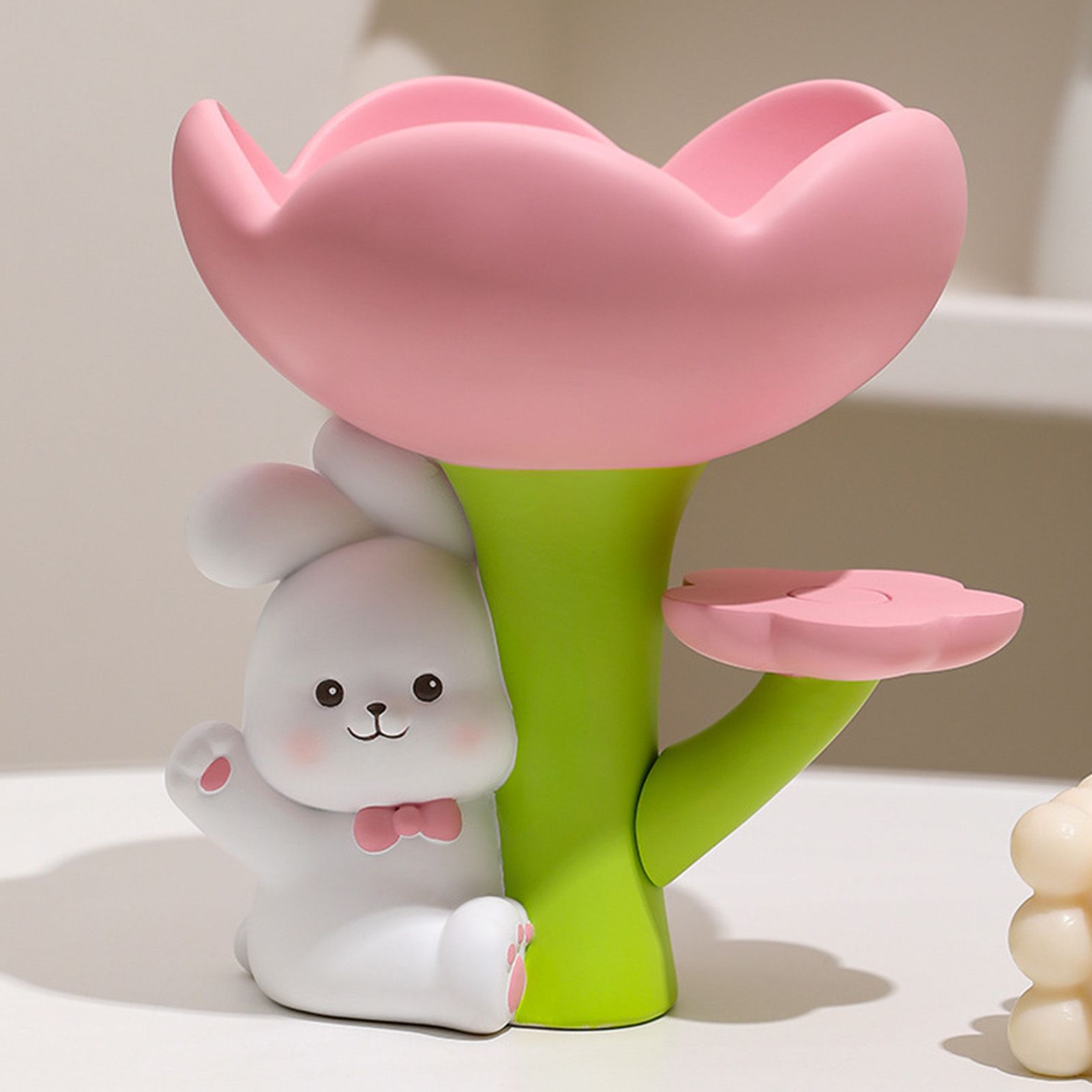 Rabbit Flower Key Tray Resin Storage Plate Jewelry Holder Home Decoration for view 11