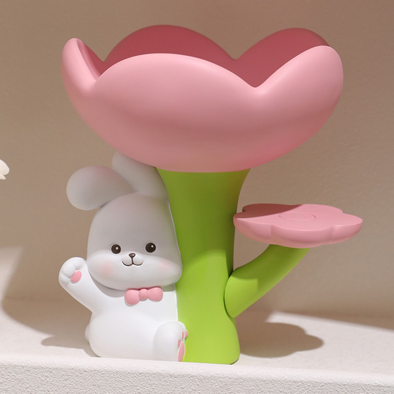 Rabbit Flower Key Tray Resin Storage Plate Jewelry Holder Home Decoration for view 12