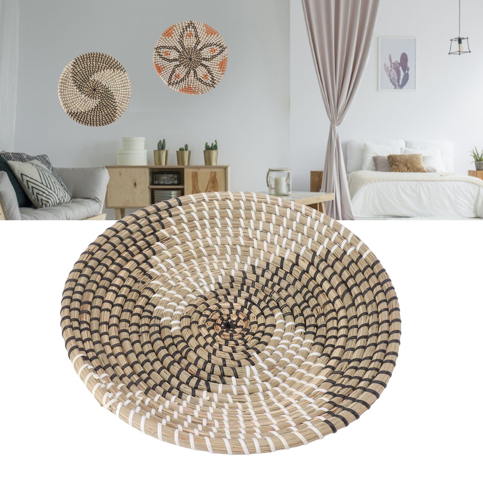 Woven Wall Basket Decor Handcrafted Seagrass Hanging Baskets Multifunction view 11