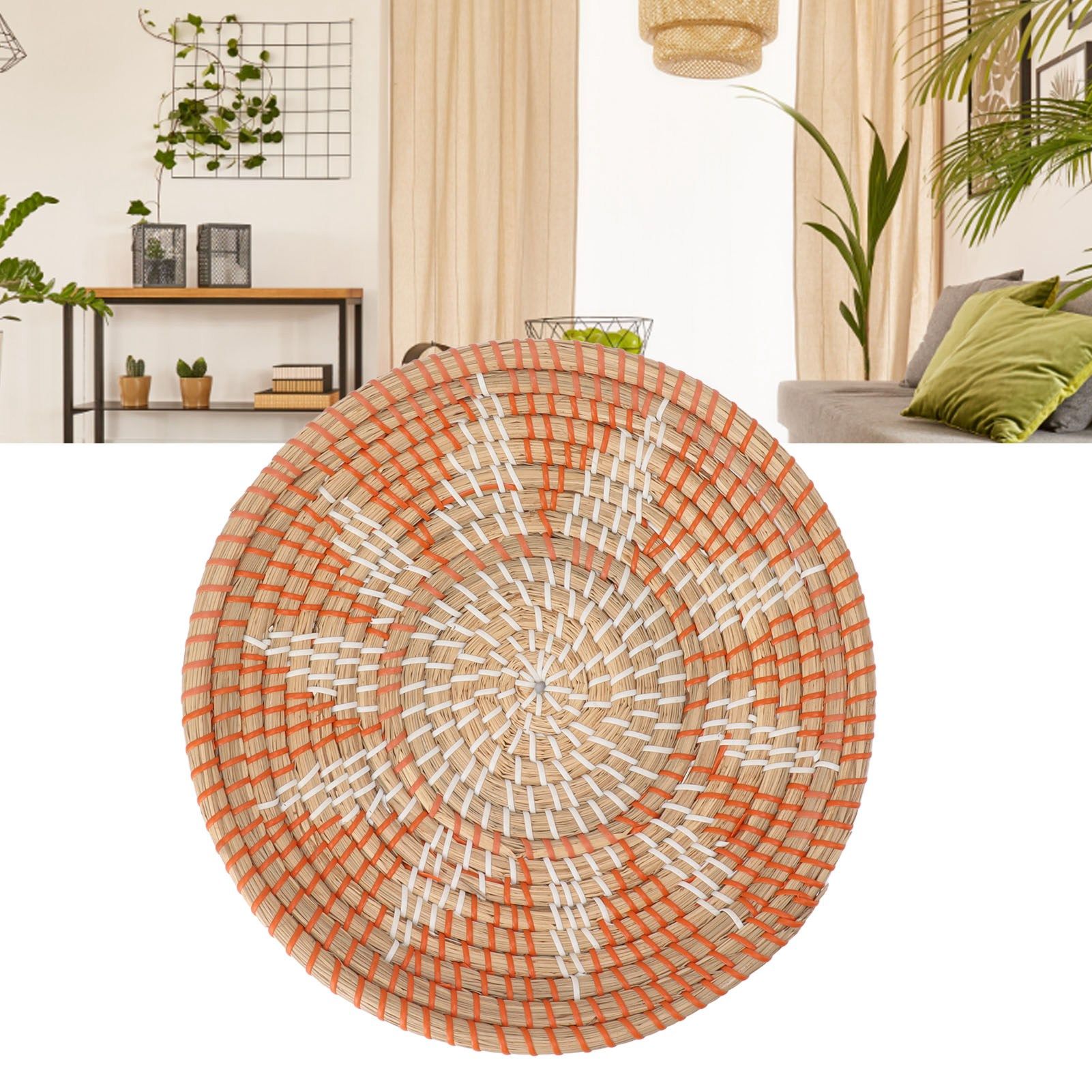 Round Grass Wall Ornaments 35cm Diameter Hand Knitting Hanging Woven Wall view 12