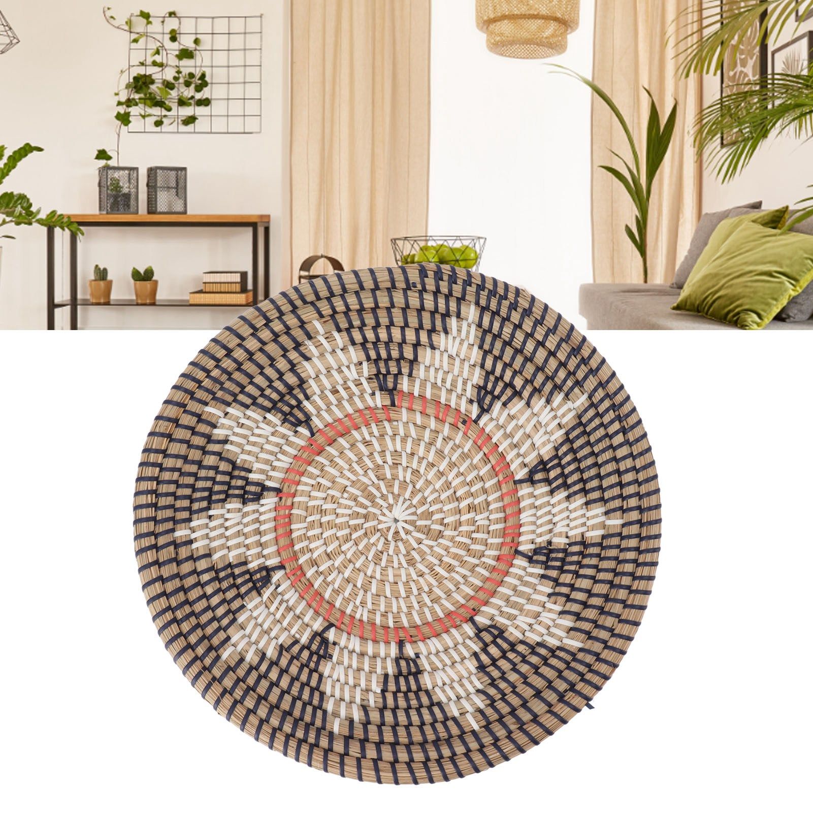 Round Grass Wall Ornaments 35cm Diameter Hand Knitting Hanging Woven Wall view 12